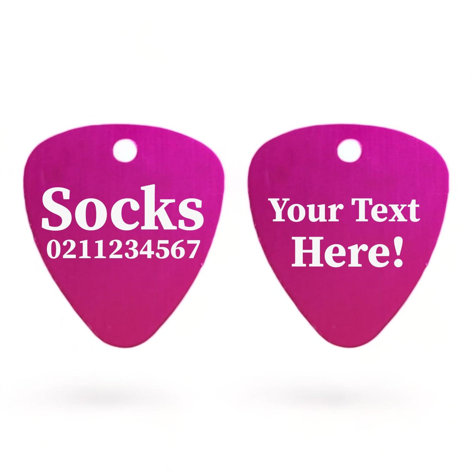 ⭐️Purr. Meow. Woof.⭐️ - Custom Text Guitar Pick Cat, Kitten & Dog ID Pet Tag - DeepPink