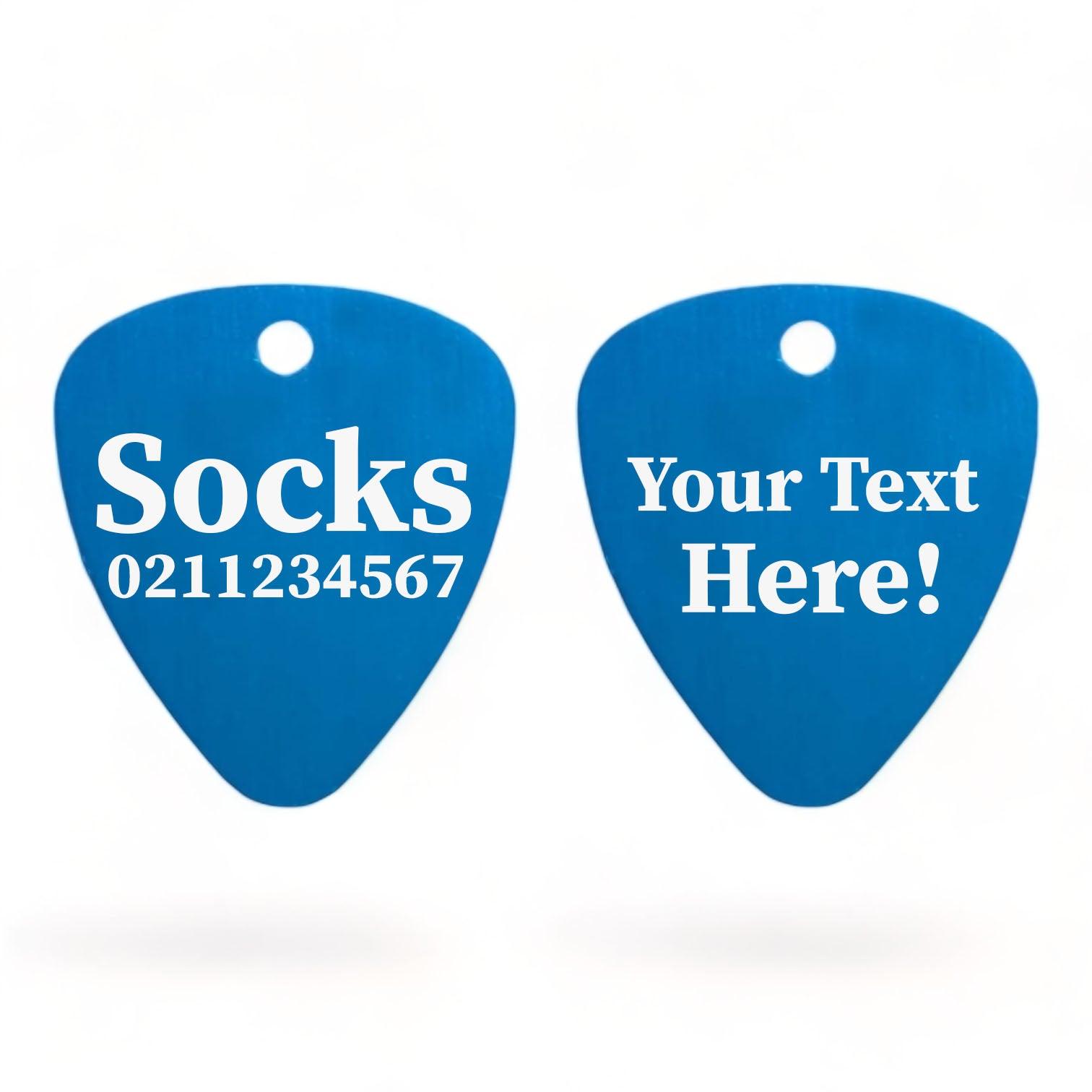 ⭐️Purr. Meow. Woof.⭐️ - Custom Text Guitar Pick Cat, Kitten & Dog ID Pet Tag - DodgerBlue