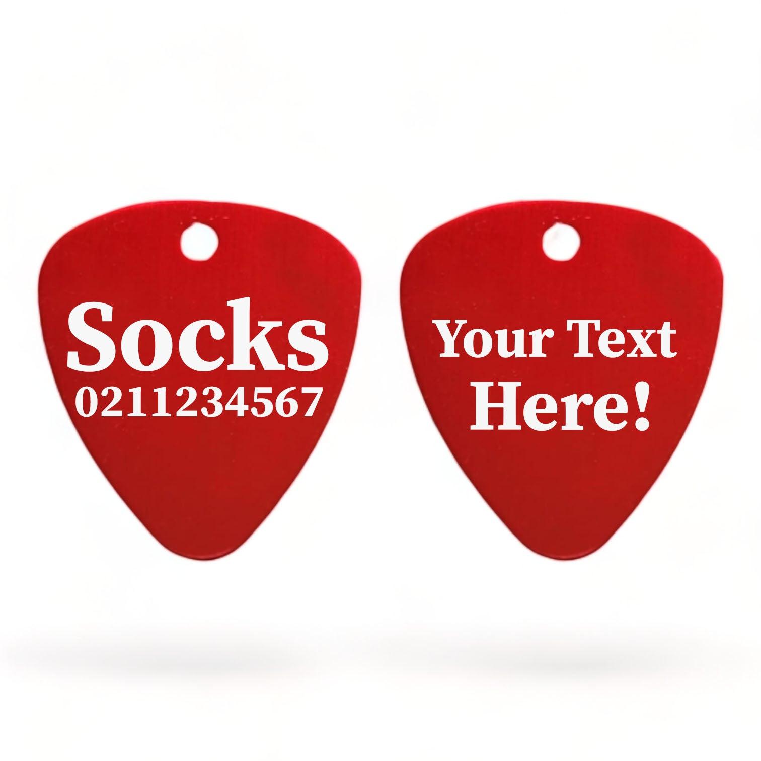 ⭐️Purr. Meow. Woof.⭐️ - Custom Text Guitar Pick Cat, Kitten & Dog ID Pet Tag - Firebrick