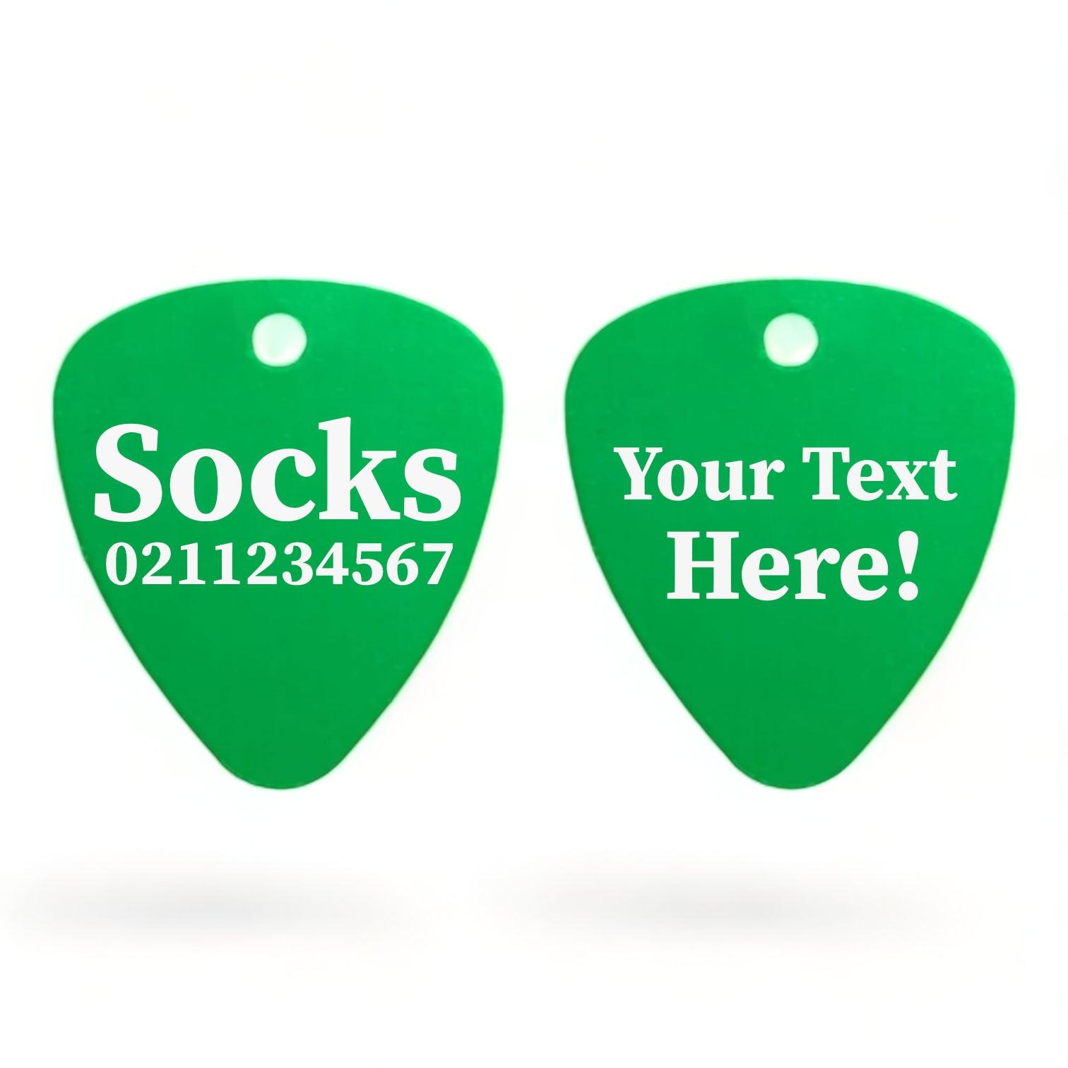 ⭐️Purr. Meow. Woof.⭐️ - Custom Text Guitar Pick Cat, Kitten & Dog ID Pet Tag - MediumSpringGreen