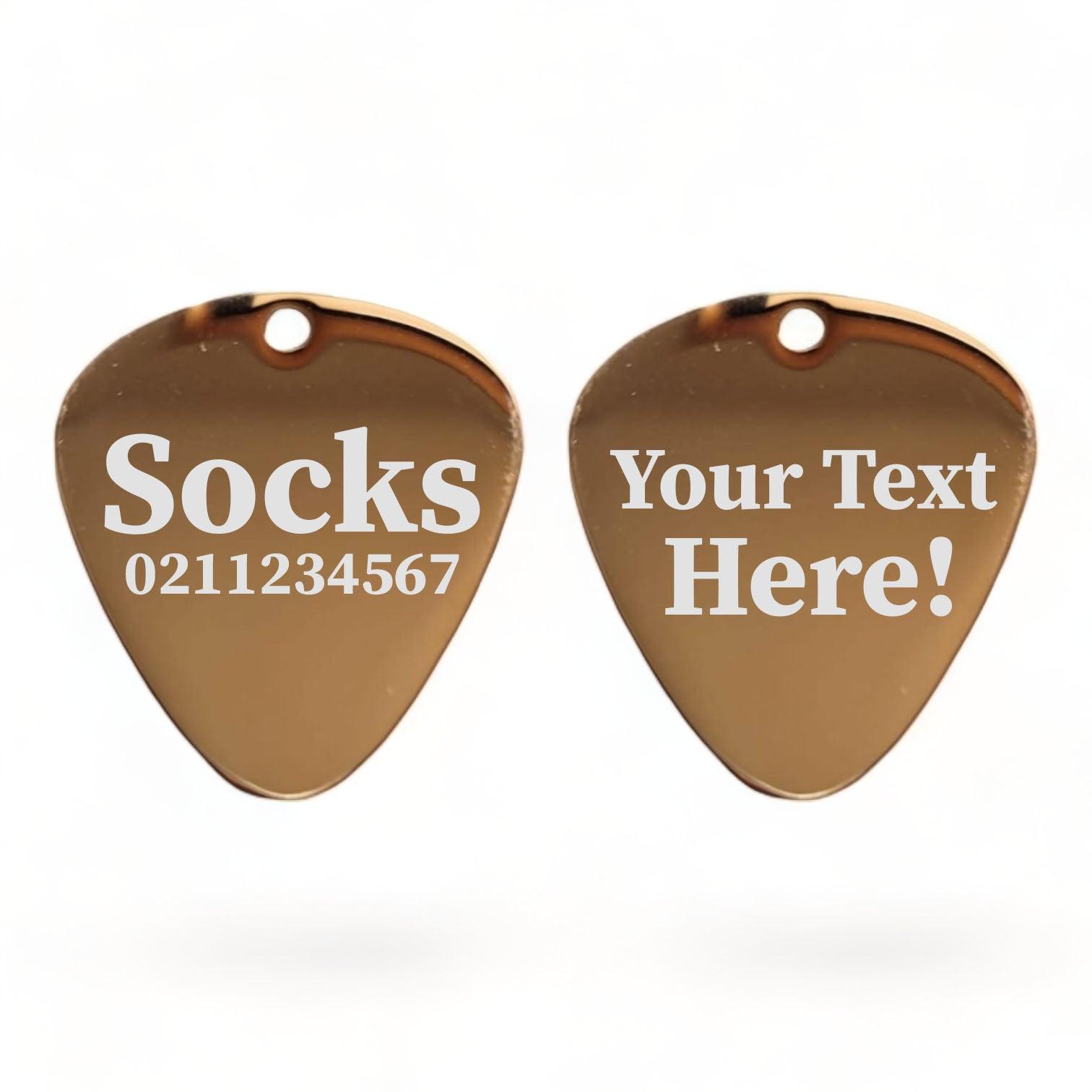 ⭐️Purr. Meow. Woof.⭐️ - Custom Text Guitar Pick | Mirror Stainless | Dog & Cat ID Pet Tag - BurlyWood