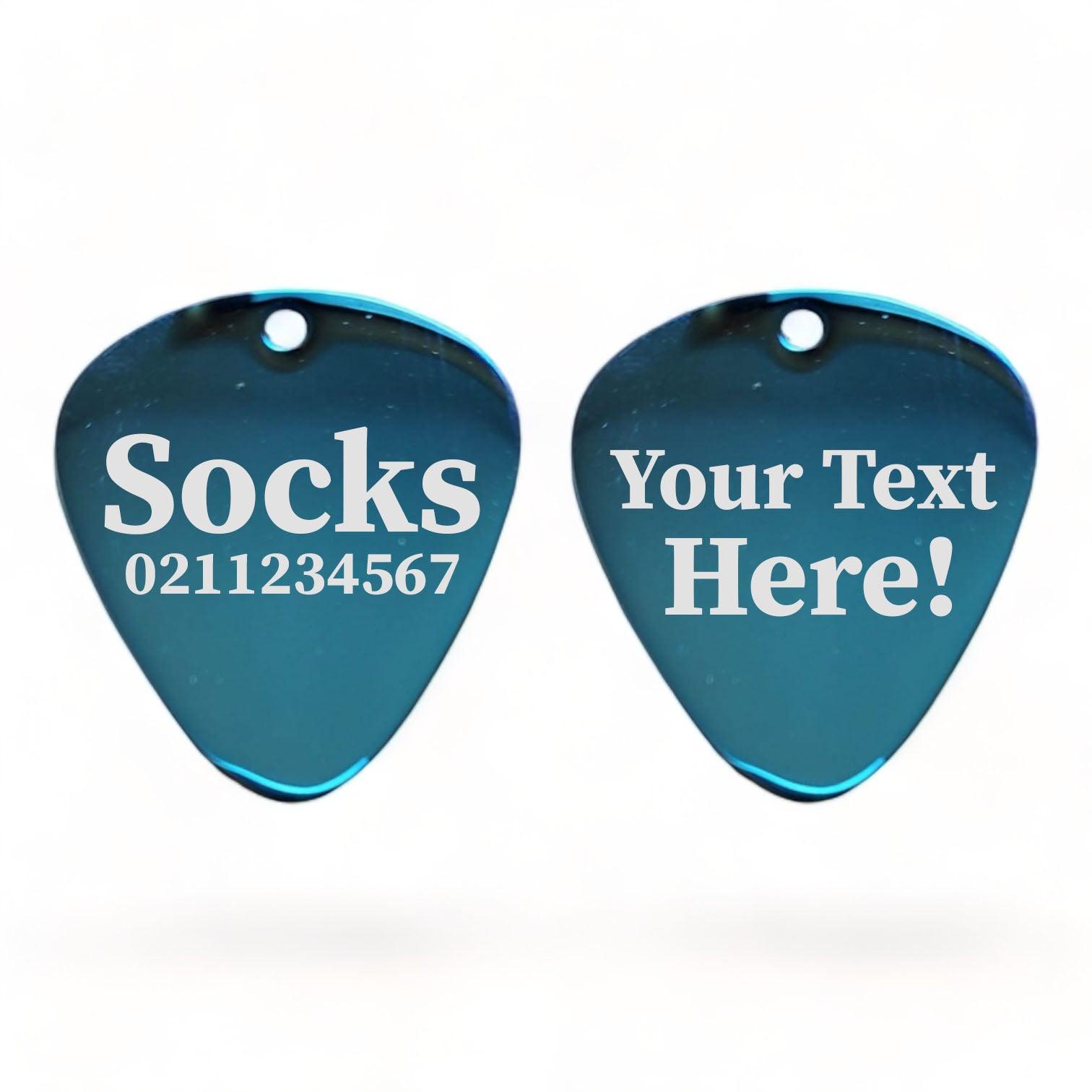 ⭐️Purr. Meow. Woof.⭐️ - Custom Text Guitar Pick | Mirror Stainless | Dog & Cat ID Pet Tag - MidnightBlue