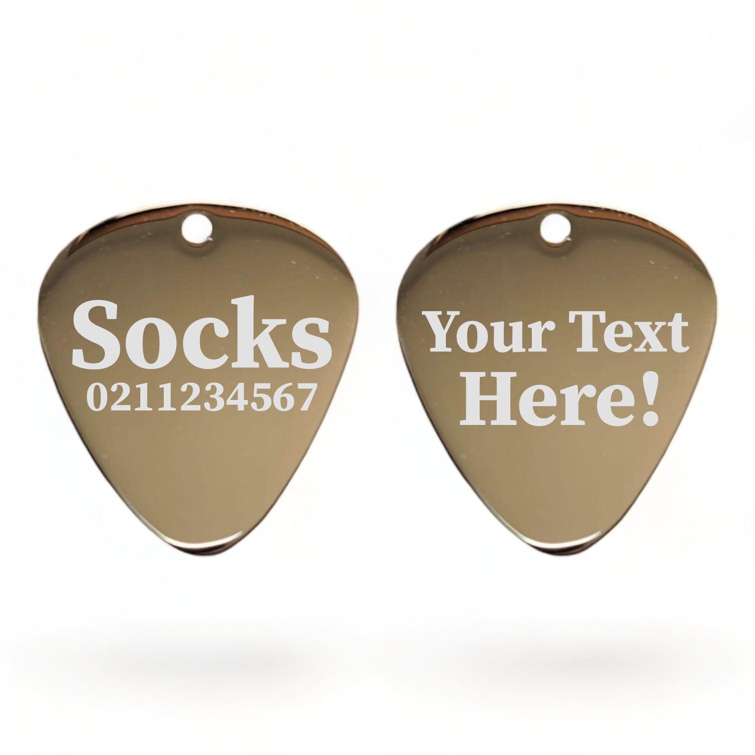 ⭐️Purr. Meow. Woof.⭐️ - Custom Text Guitar Pick | Mirror Stainless | Dog & Cat ID Pet Tag - Silver