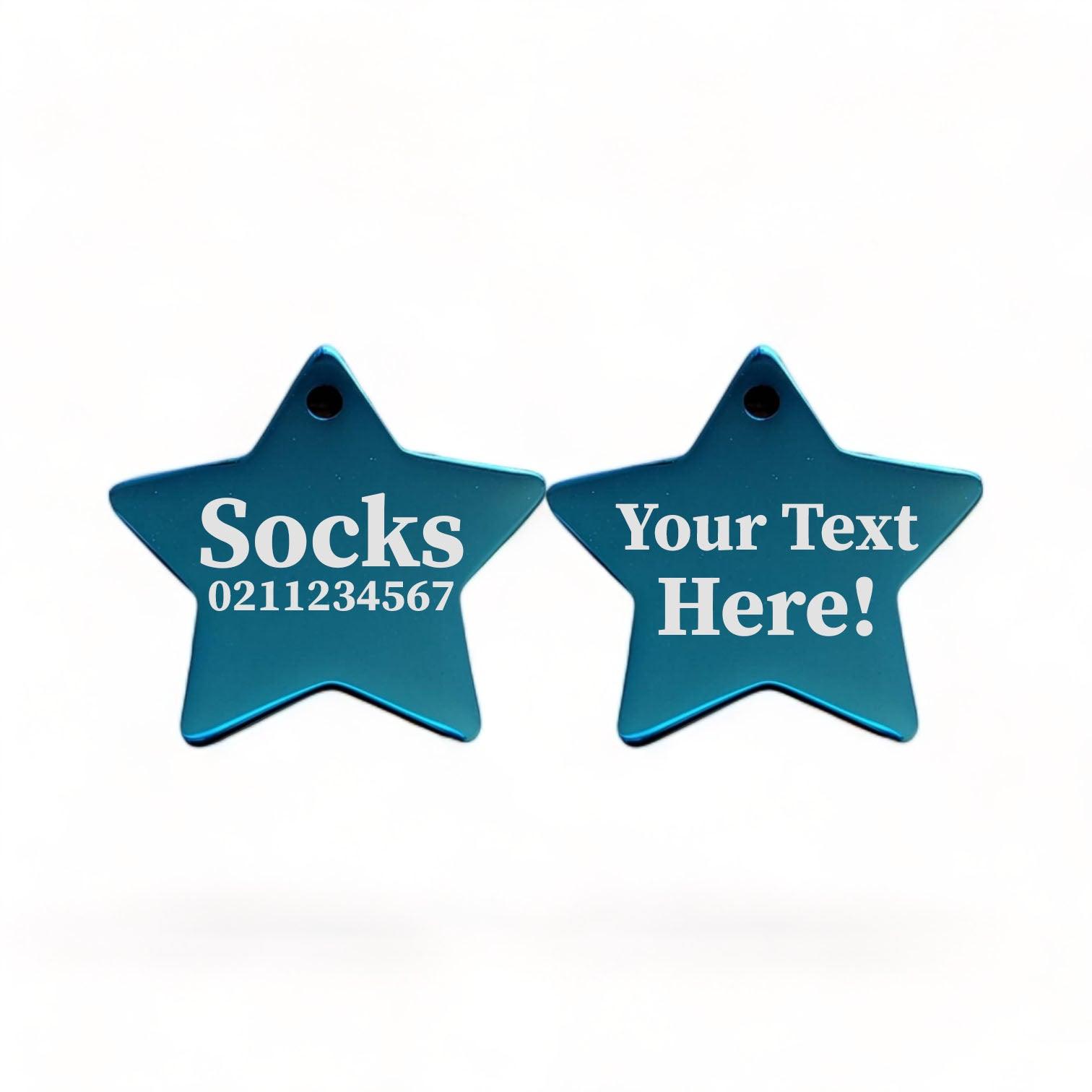 ⭐️Purr. Meow. Woof.⭐️ - Custom Text Mirror | Stainless Star | Dog & Cat ID Pet Tag - MidnightBlue / Cat (Small)