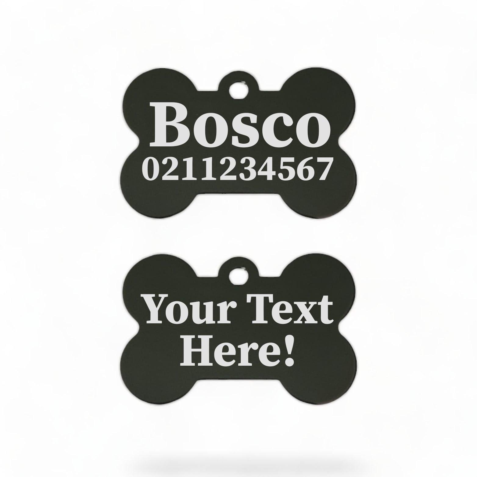 ⭐️Purr. Meow. Woof.⭐️ - Custom Text | Bone Aluminium | Dog ID Pet Tag - Black