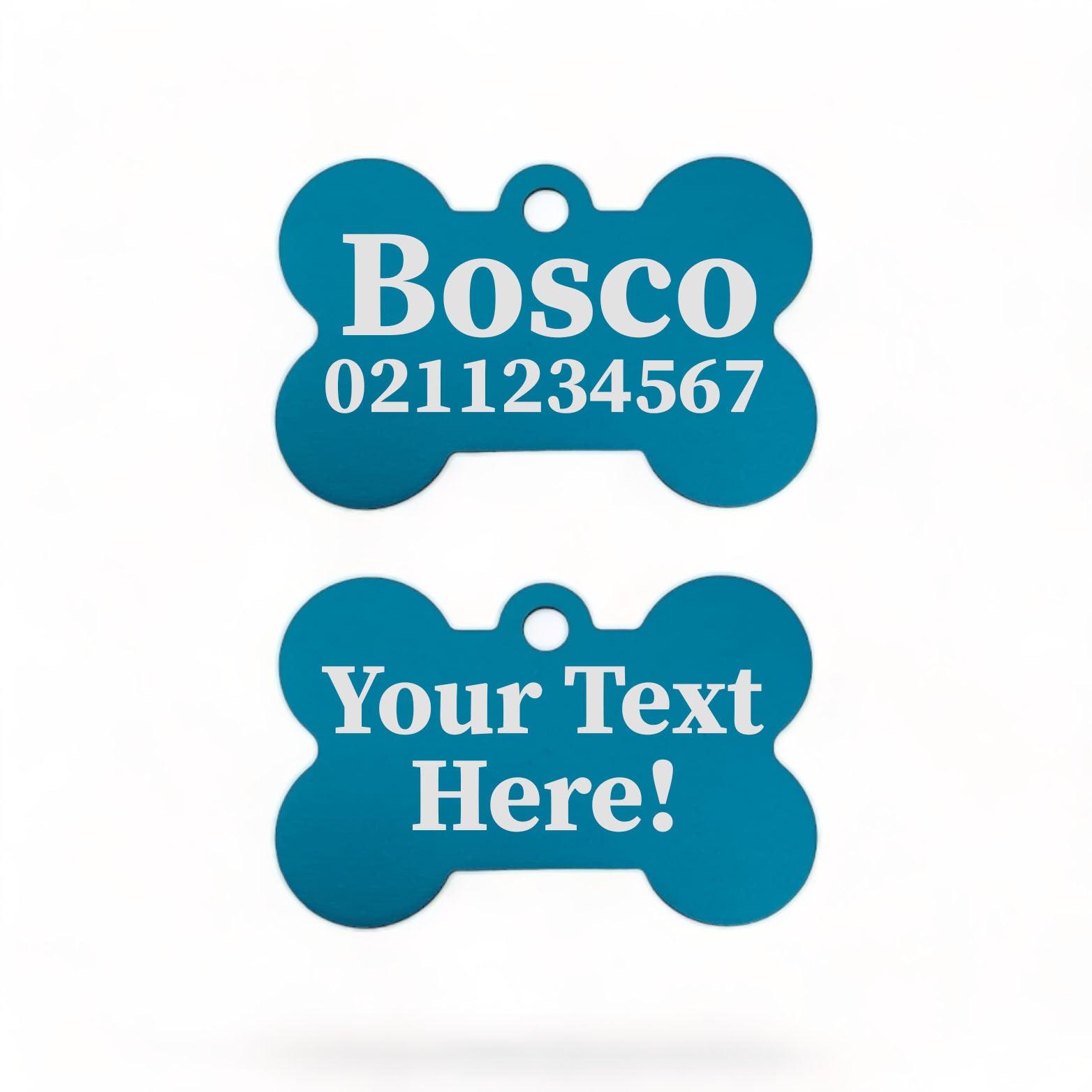 ⭐️Purr. Meow. Woof.⭐️ - Custom Text | Bone Aluminium | Dog ID Pet Tag - DodgerBlue