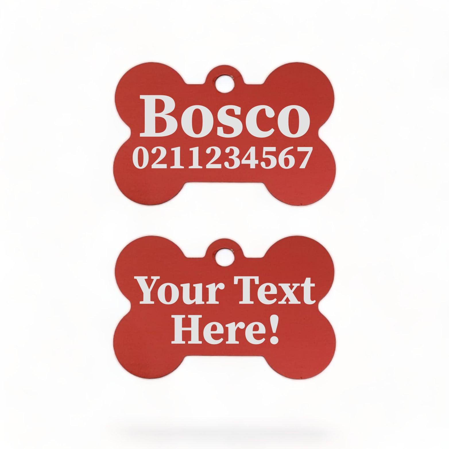 ⭐️Purr. Meow. Woof.⭐️ - Custom Text | Bone Aluminium | Dog ID Pet Tag - FireBrick