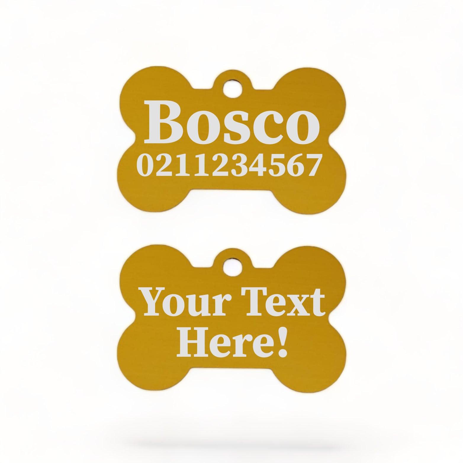 ⭐️Purr. Meow. Woof.⭐️ - Custom Text | Bone Aluminium | Dog ID Pet Tag - Gold