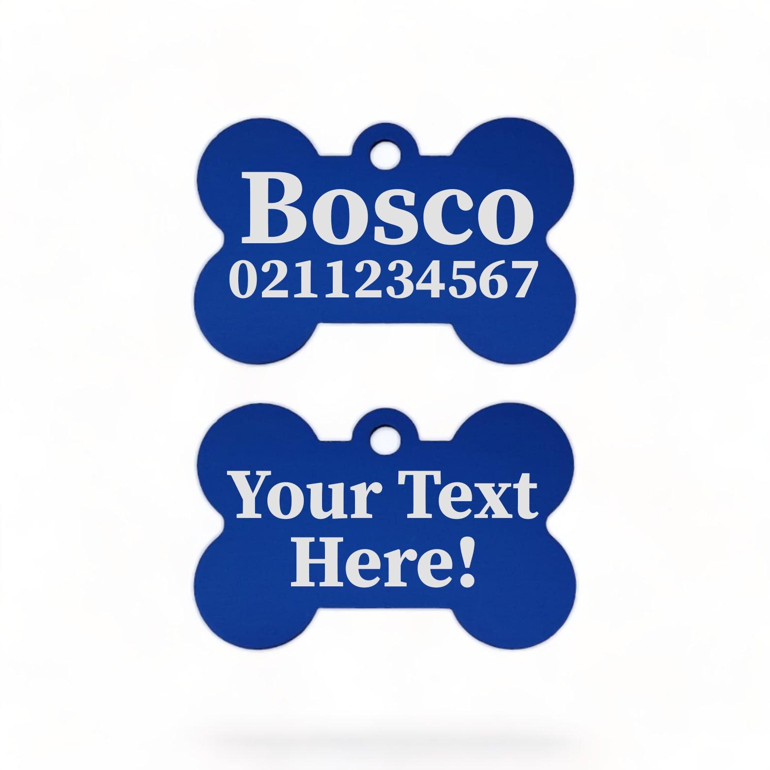 ⭐️Purr. Meow. Woof.⭐️ - Custom Text | Bone Aluminium | Dog ID Pet Tag - RoyalBlue