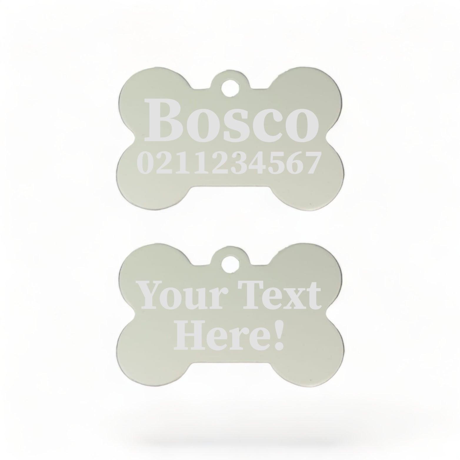 ⭐️Purr. Meow. Woof.⭐️ - Custom Text | Bone Aluminium | Dog ID Pet Tag - Silver