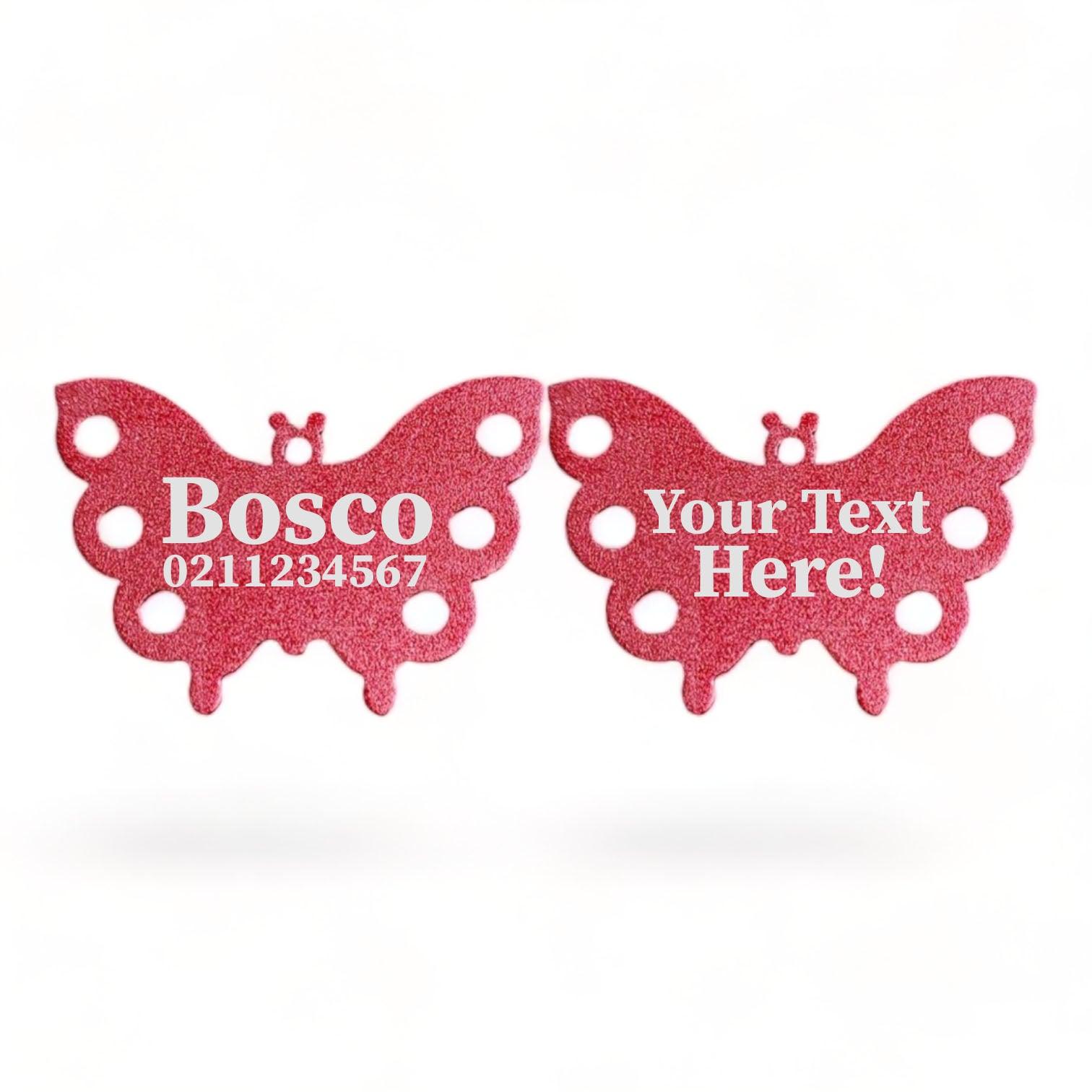 ⭐️Purr. Meow. Woof.⭐️ - Custom Text | Butterfly Aluminum | Dog ID Pet Tag - Firebrick