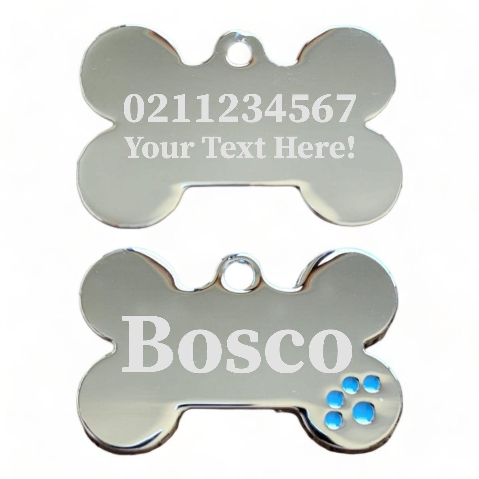 ⭐️Purr. Meow. Woof.⭐️ - Custom Text | Dot Paw Bone | Dog ID Pet Tag - LightBlue
