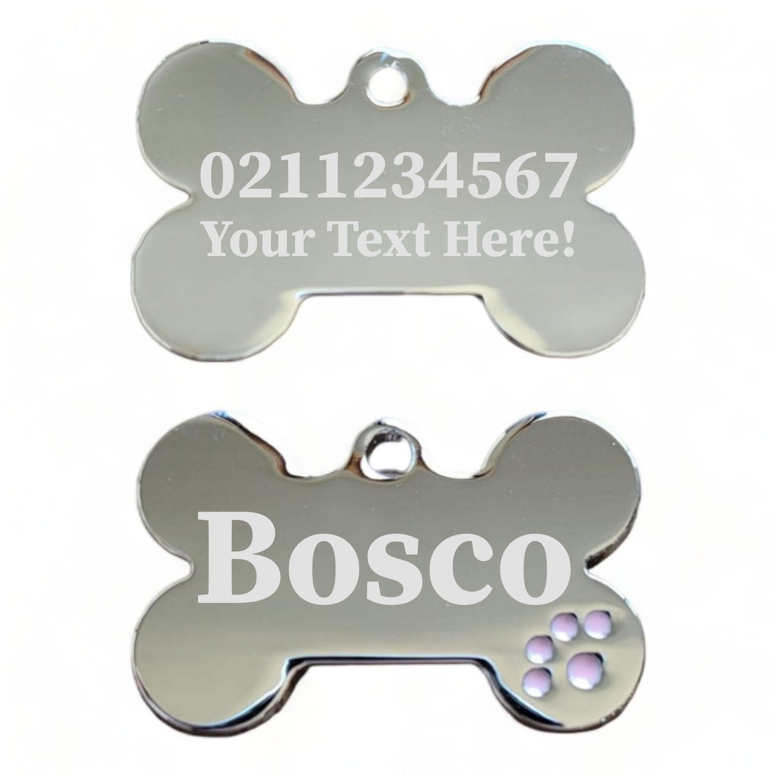 ⭐️Purr. Meow. Woof.⭐️ - Custom Text | Dot Paw Bone | Dog ID Pet Tag - LightPink