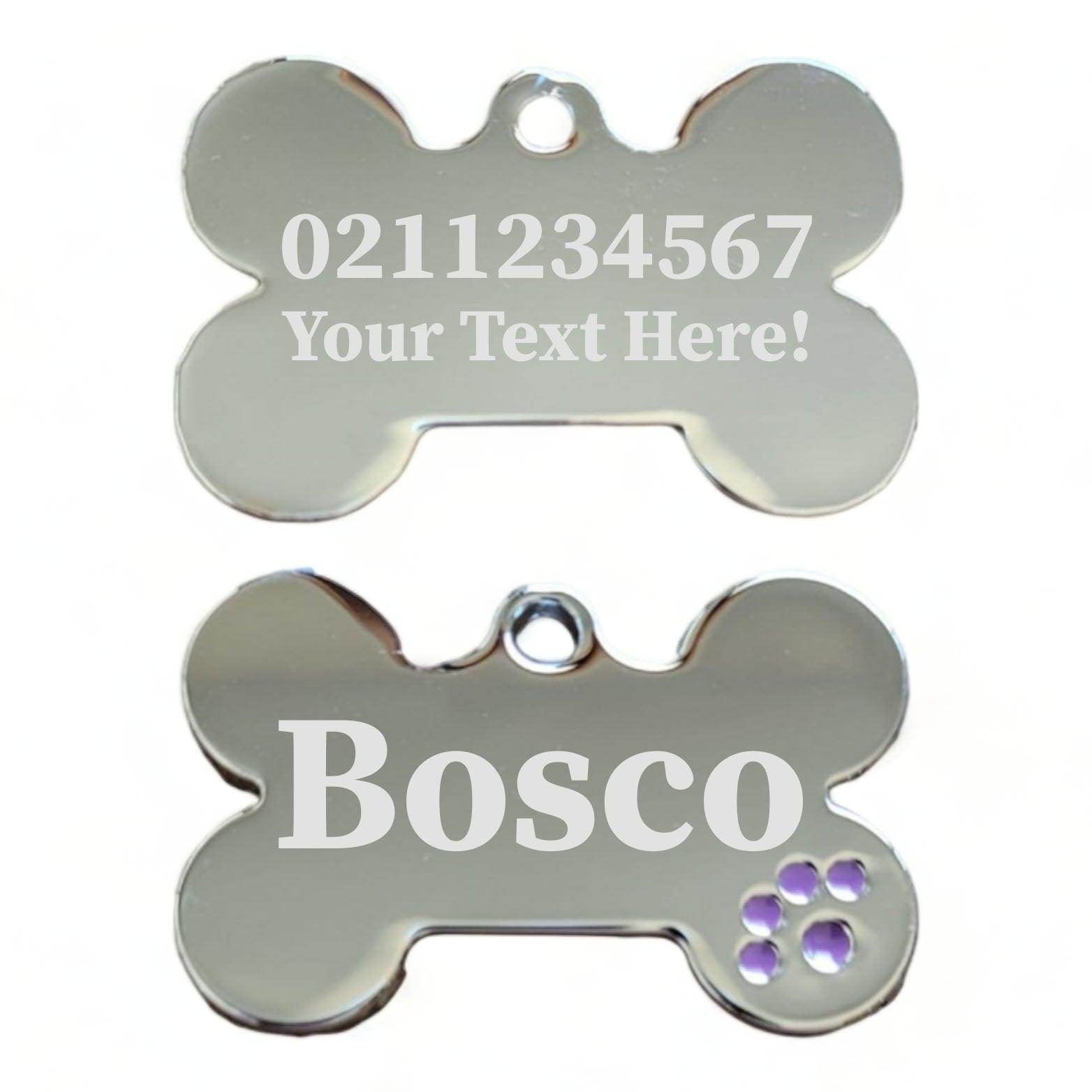 ⭐️Purr. Meow. Woof.⭐️ - Custom Text | Dot Paw Bone | Dog ID Pet Tag - Purple