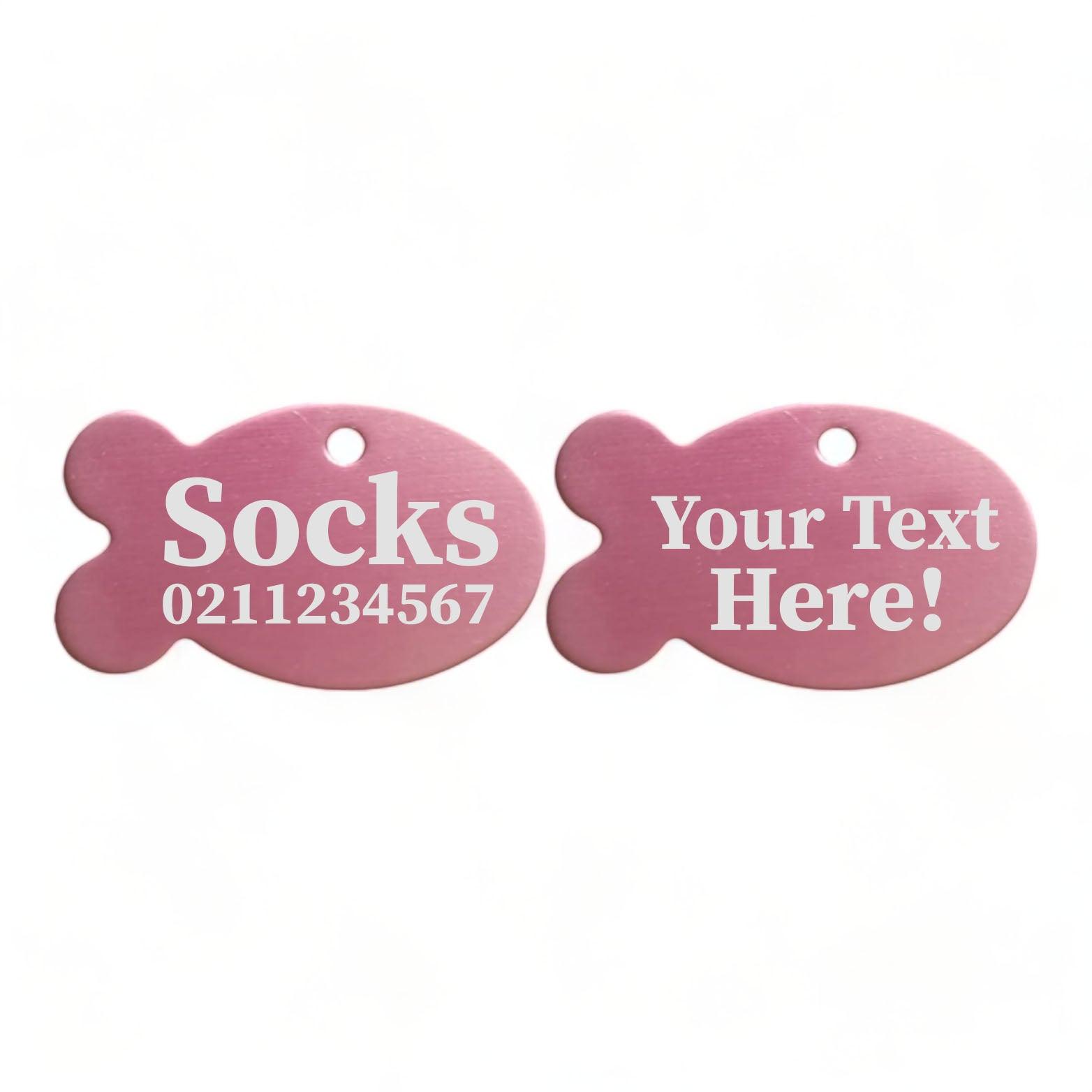 ⭐️Purr. Meow. Woof.⭐️ - Custom Text | Fish Aluminum | Cat, Kitten & Dog ID Pet Tag - LightPink