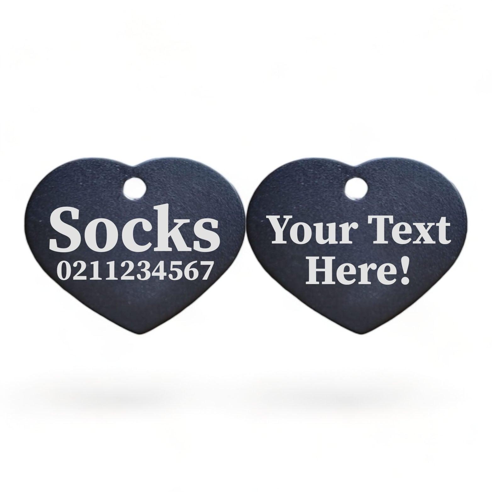 ⭐️Purr. Meow. Woof.⭐️ - Custom Text | Heart Aluminum | Cat, Kitten & Dog ID Pet Tag - Black