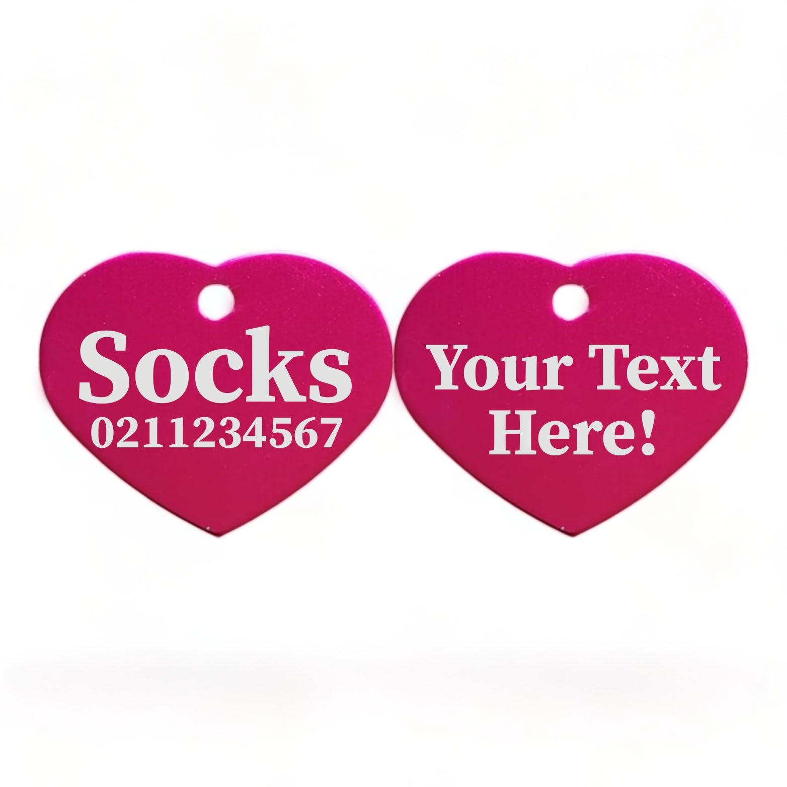 ⭐️Purr. Meow. Woof.⭐️ - Custom Text | Heart Aluminum | Cat, Kitten & Dog ID Pet Tag - DeepPink