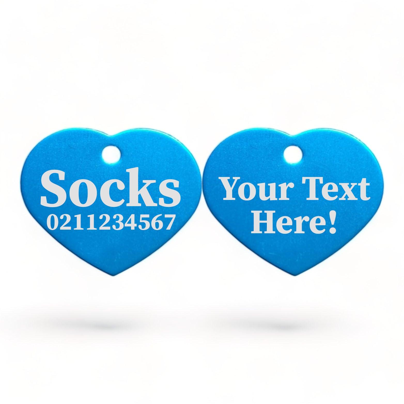 ⭐️Purr. Meow. Woof.⭐️ - Custom Text | Heart Aluminum | Cat, Kitten & Dog ID Pet Tag - DodgerBlue