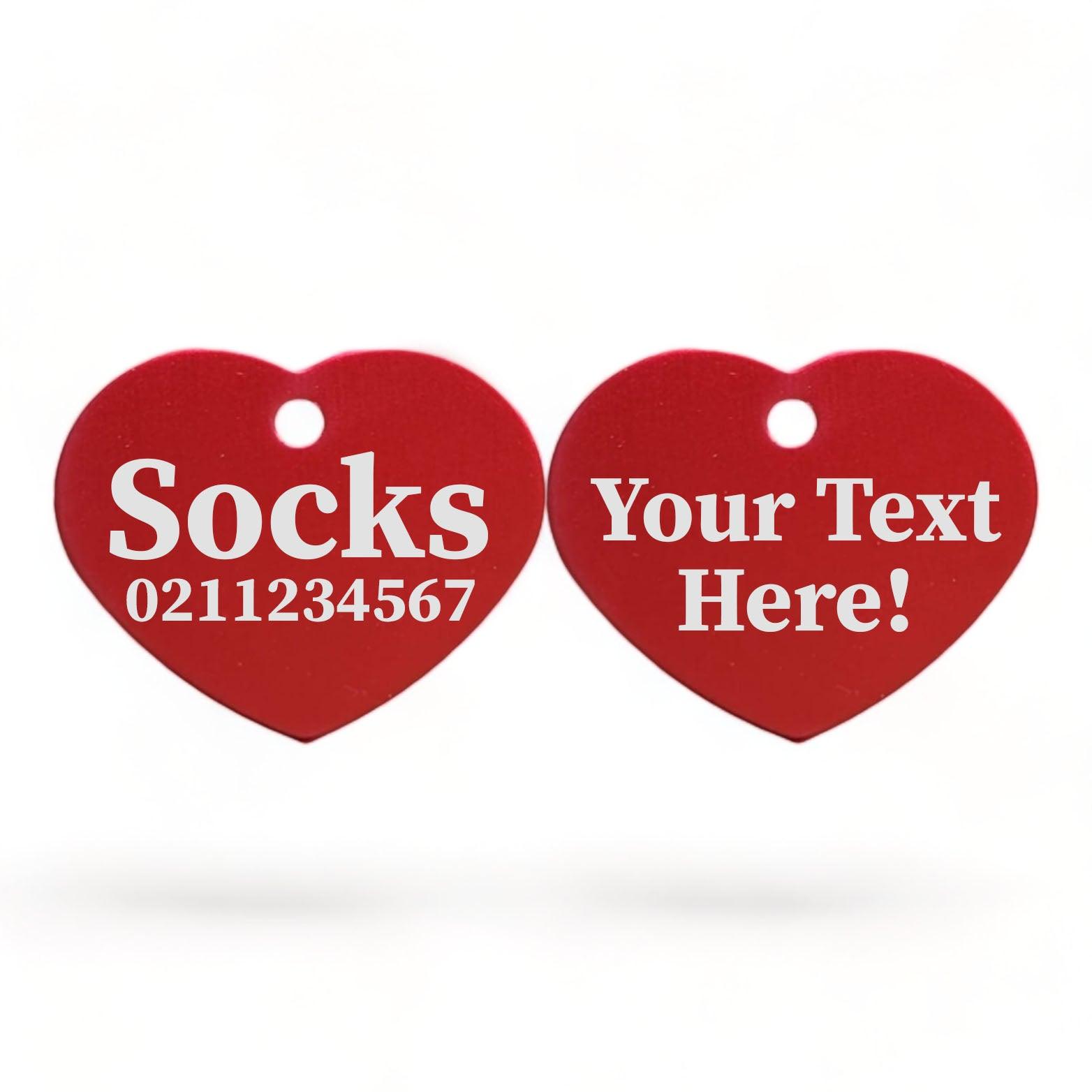 ⭐️Purr. Meow. Woof.⭐️ - Custom Text | Heart Aluminum | Cat, Kitten & Dog ID Pet Tag - Firebrick