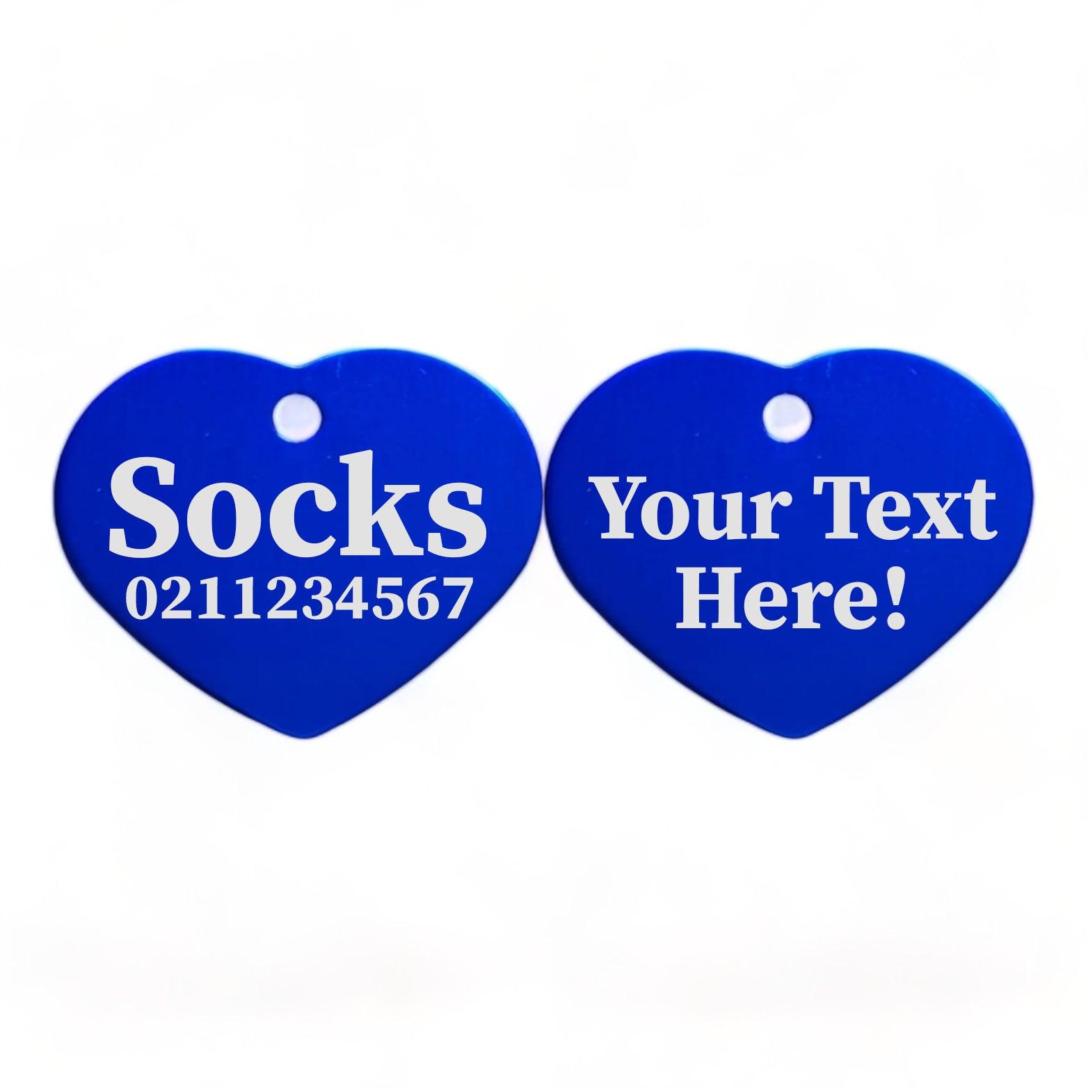 ⭐️Purr. Meow. Woof.⭐️ - Custom Text | Heart Aluminum | Cat, Kitten & Dog ID Pet Tag - RoyalBlue