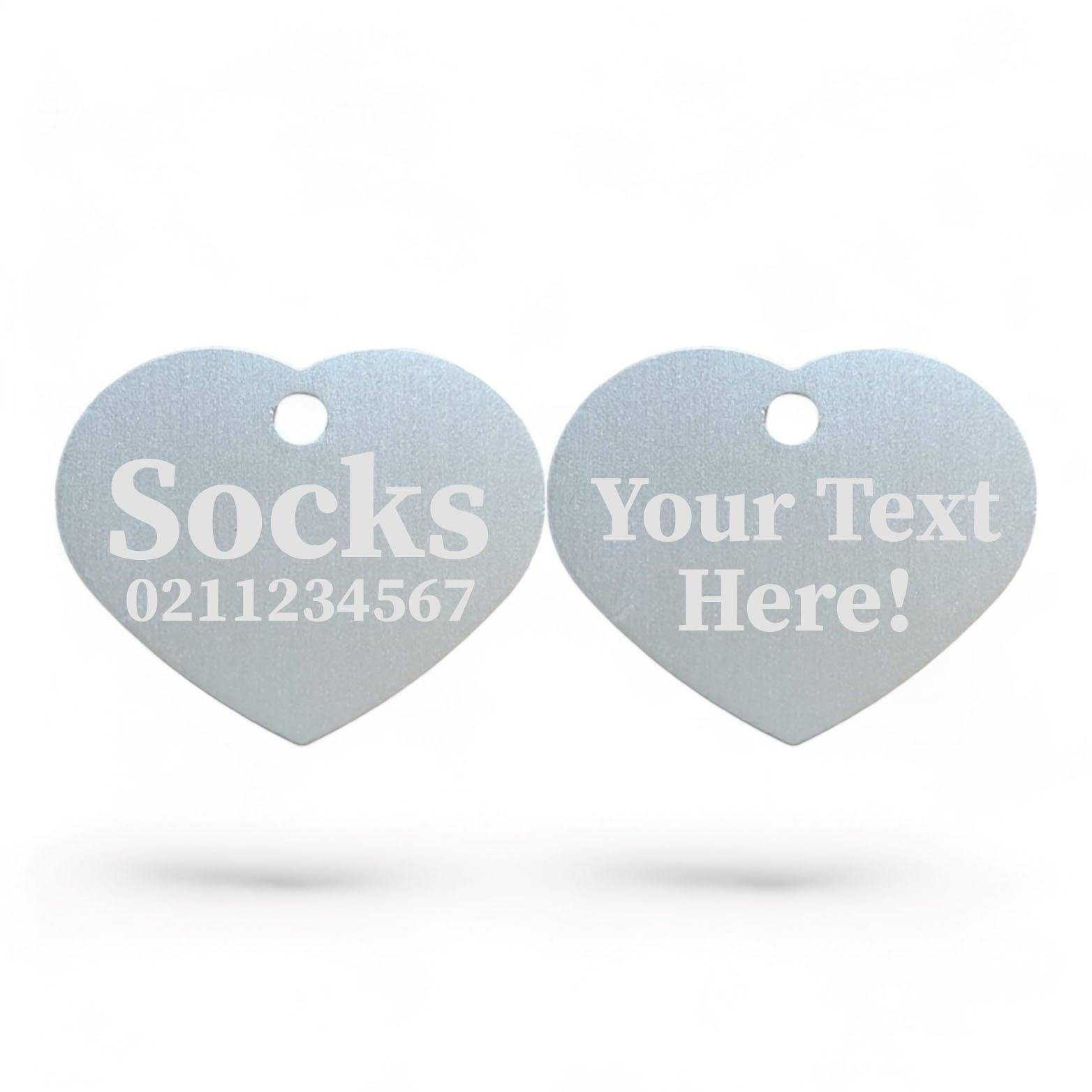 ⭐️Purr. Meow. Woof.⭐️ - Custom Text | Heart Aluminum | Cat, Kitten & Dog ID Pet Tag - Silver
