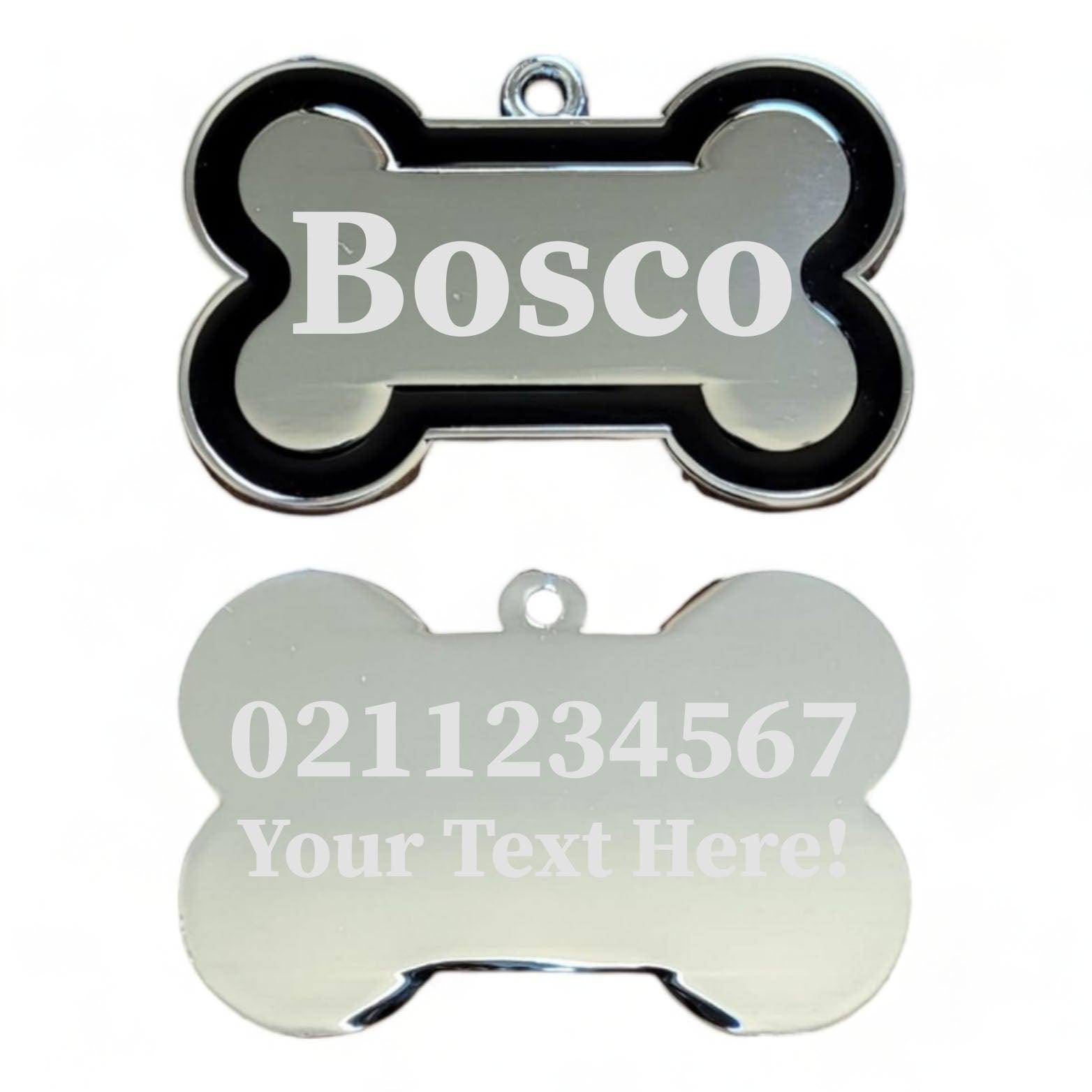 ⭐️Purr. Meow. Woof.⭐️ - Custom Text | Outline Bone | Dog ID Pet Tag - Black