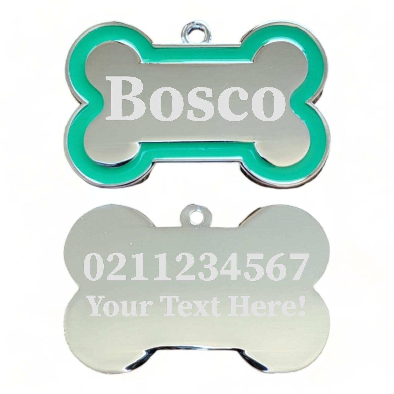 ⭐️Purr. Meow. Woof.⭐️ - Custom Text | Outline Bone | Dog ID Pet Tag - Green