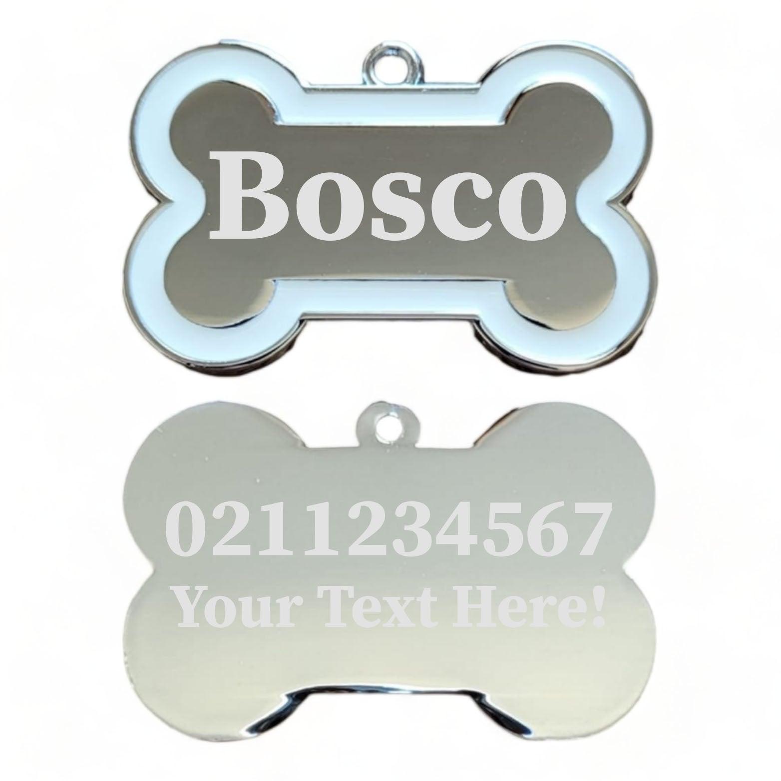 ⭐️Purr. Meow. Woof.⭐️ - Custom Text | Outline Bone | Dog ID Pet Tag - White