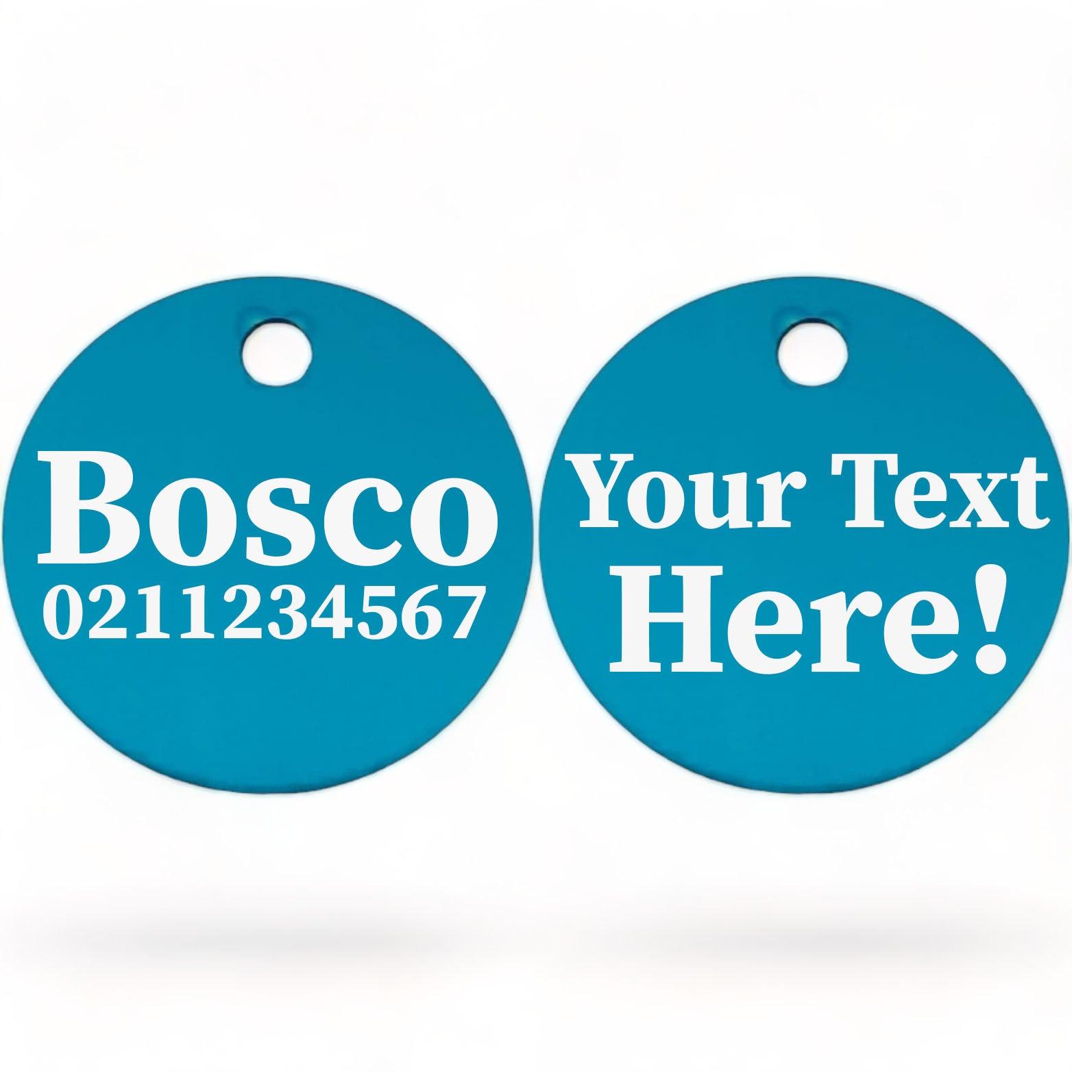 ⭐️Purr. Meow. Woof.⭐️ - Custom Text | Round Aluminium | Cat, Kitten & Dog ID Pet Tag - DodgerBlue / Dog (Large)