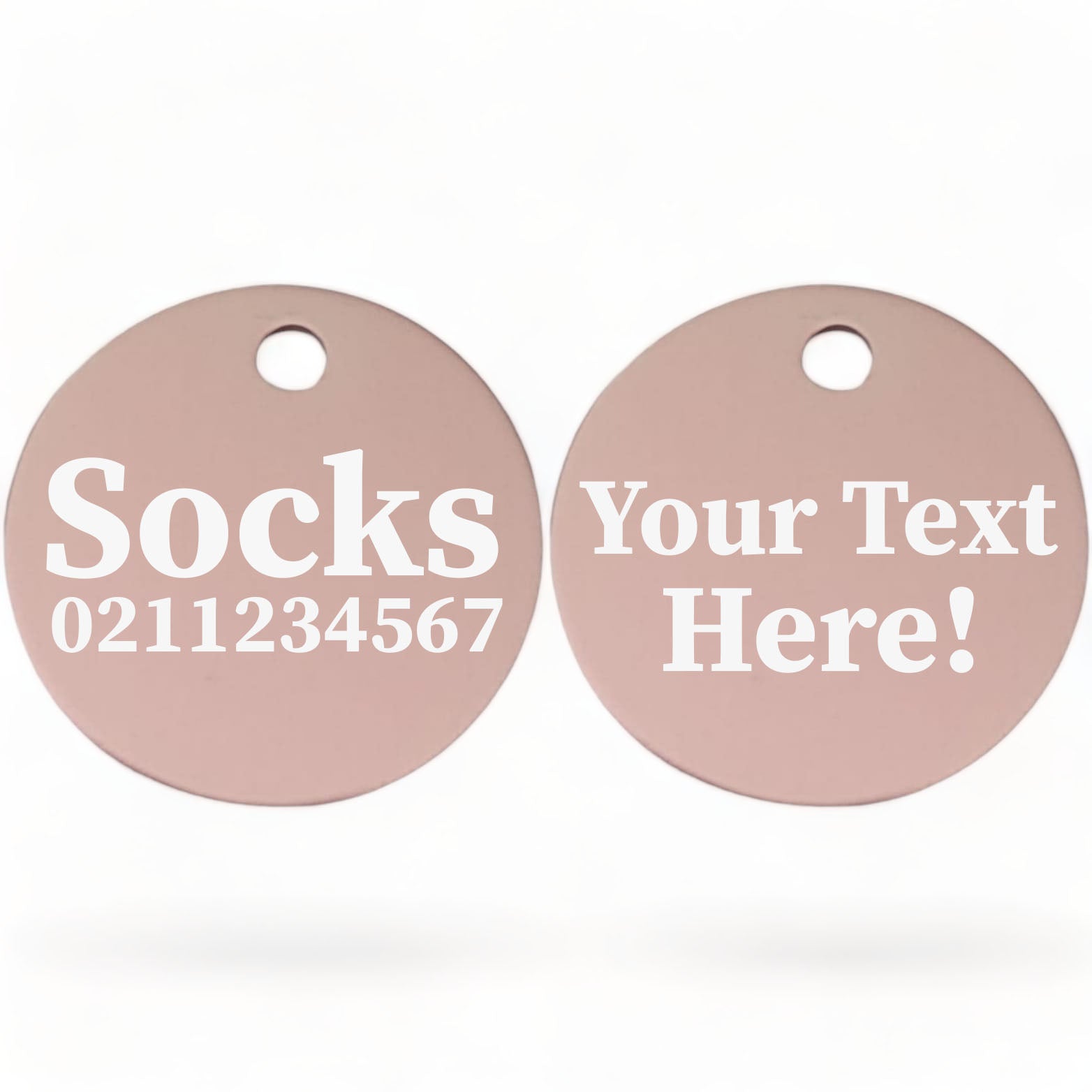 ⭐️Purr. Meow. Woof.⭐️ - Custom Text | Round Aluminium | Cat, Kitten & Dog ID Pet Tag - LightPink / Cat (Small)