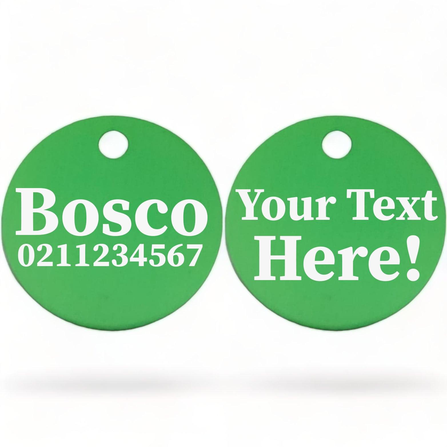 ⭐️Purr. Meow. Woof.⭐️ - Custom Text | Round Aluminium | Cat, Kitten & Dog ID Pet Tag - MediumSpringGreen / Dog (Large)