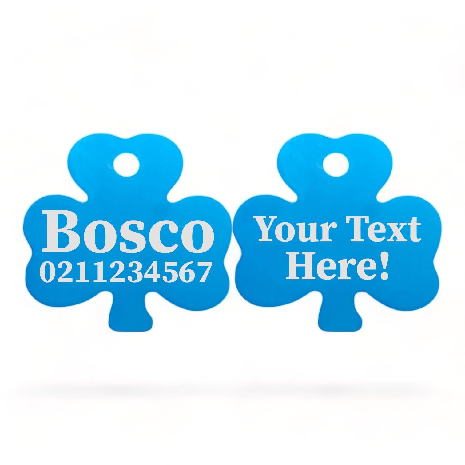 ⭐️Purr. Meow. Woof.⭐️ - Custom Text | Shamrock Aluminum | Cat, Kitten & Dog ID Pet Tag - DodgerBlue
