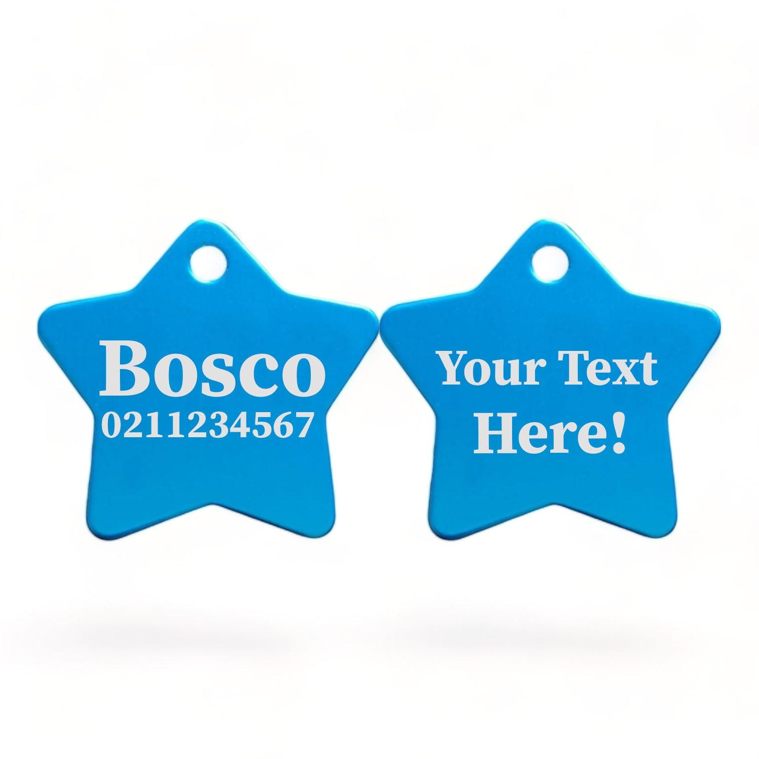 ⭐️Purr. Meow. Woof.⭐️ - Custom Text | Star Aluminum | Cat, Kitten & Dog ID Pet Tag - DodgerBlue / Dog (Large)