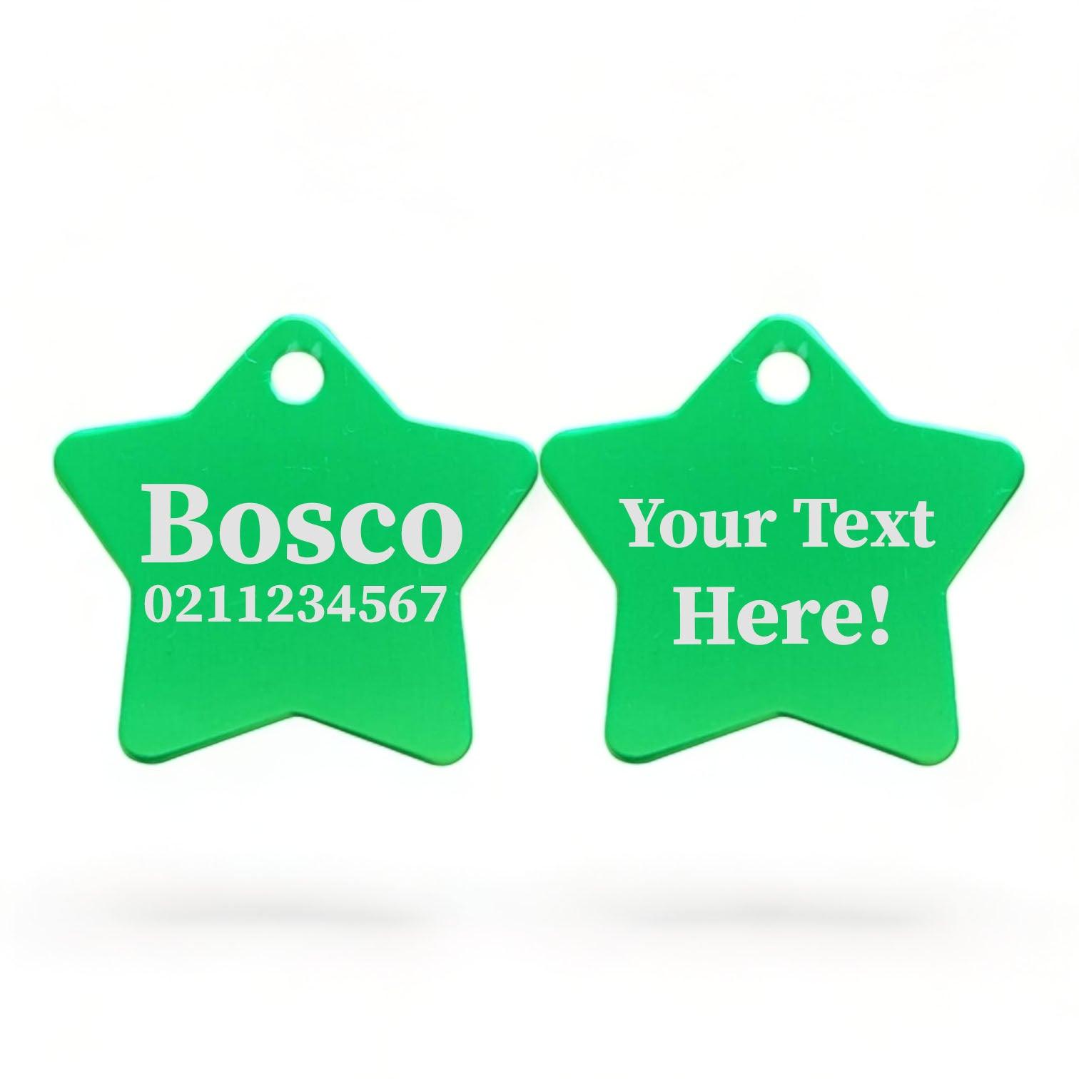 ⭐️Purr. Meow. Woof.⭐️ - Custom Text | Star Aluminum | Cat, Kitten & Dog ID Pet Tag - MediumSpringGreen / Dog (Large)