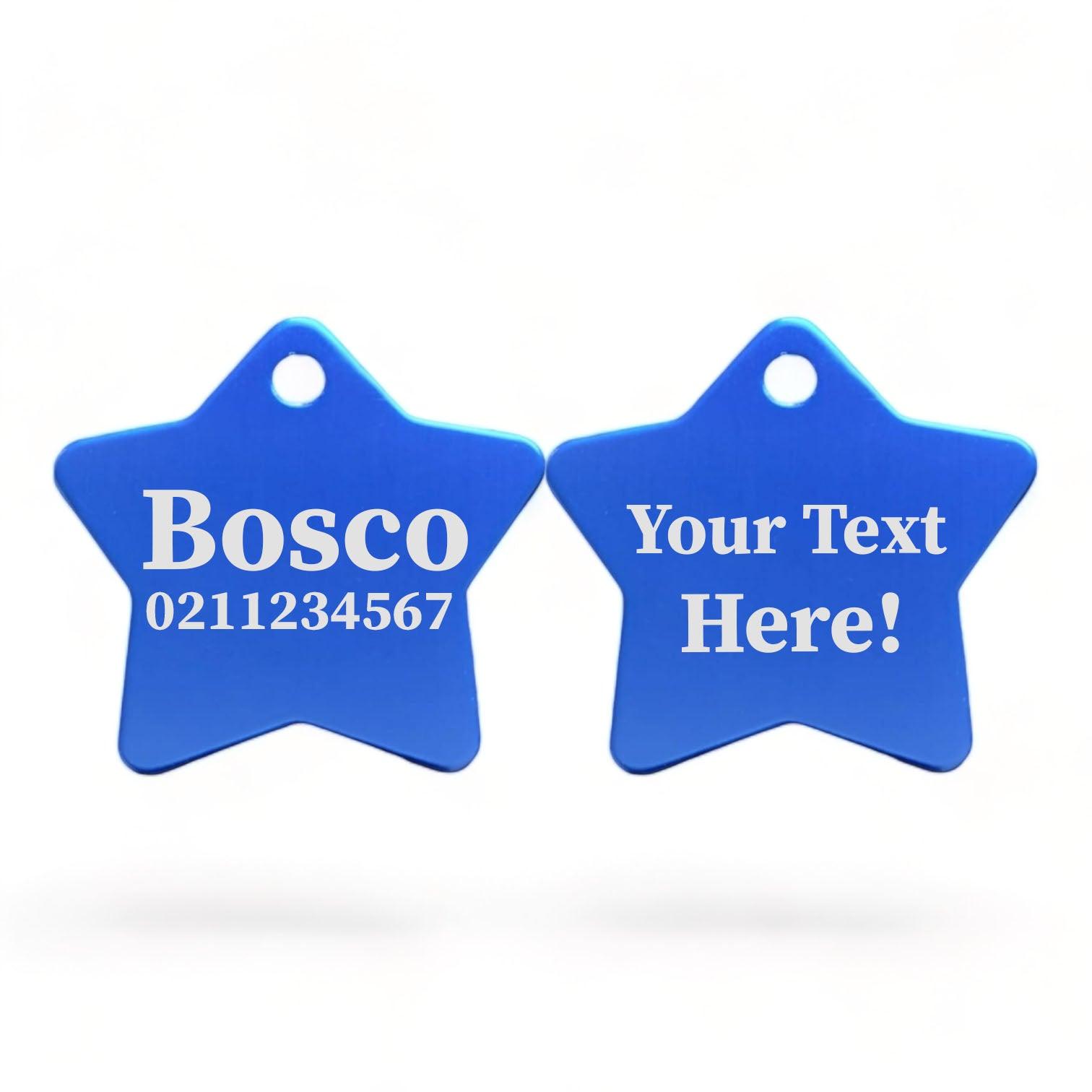 ⭐️Purr. Meow. Woof.⭐️ - Custom Text | Star Aluminum | Cat, Kitten & Dog ID Pet Tag - RoyalBlue / Dog (Large)