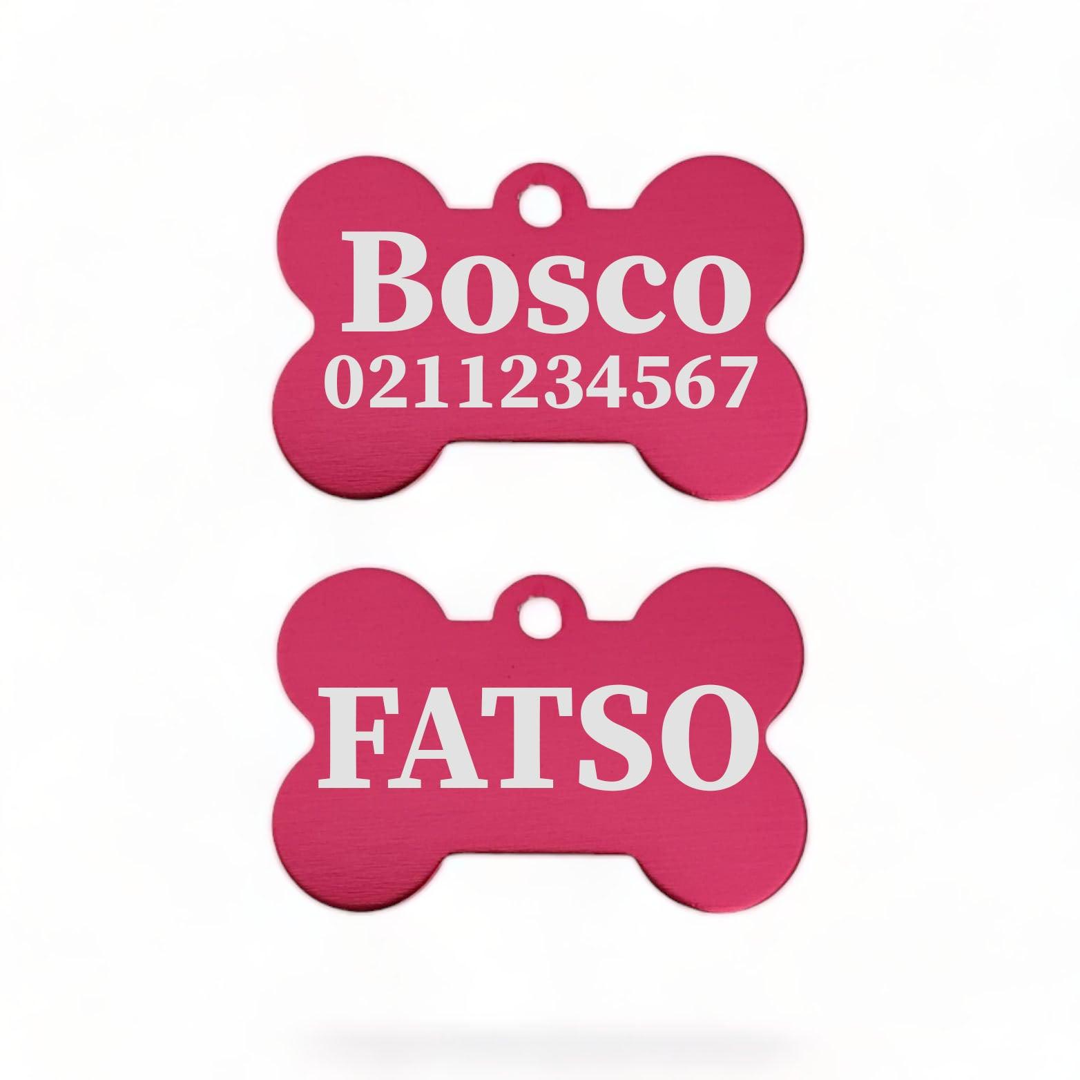 ⭐️Purr. Meow. Woof.⭐️ - FATSO | Bone Aluminium | Dog ID Pet Tag - DeepPink