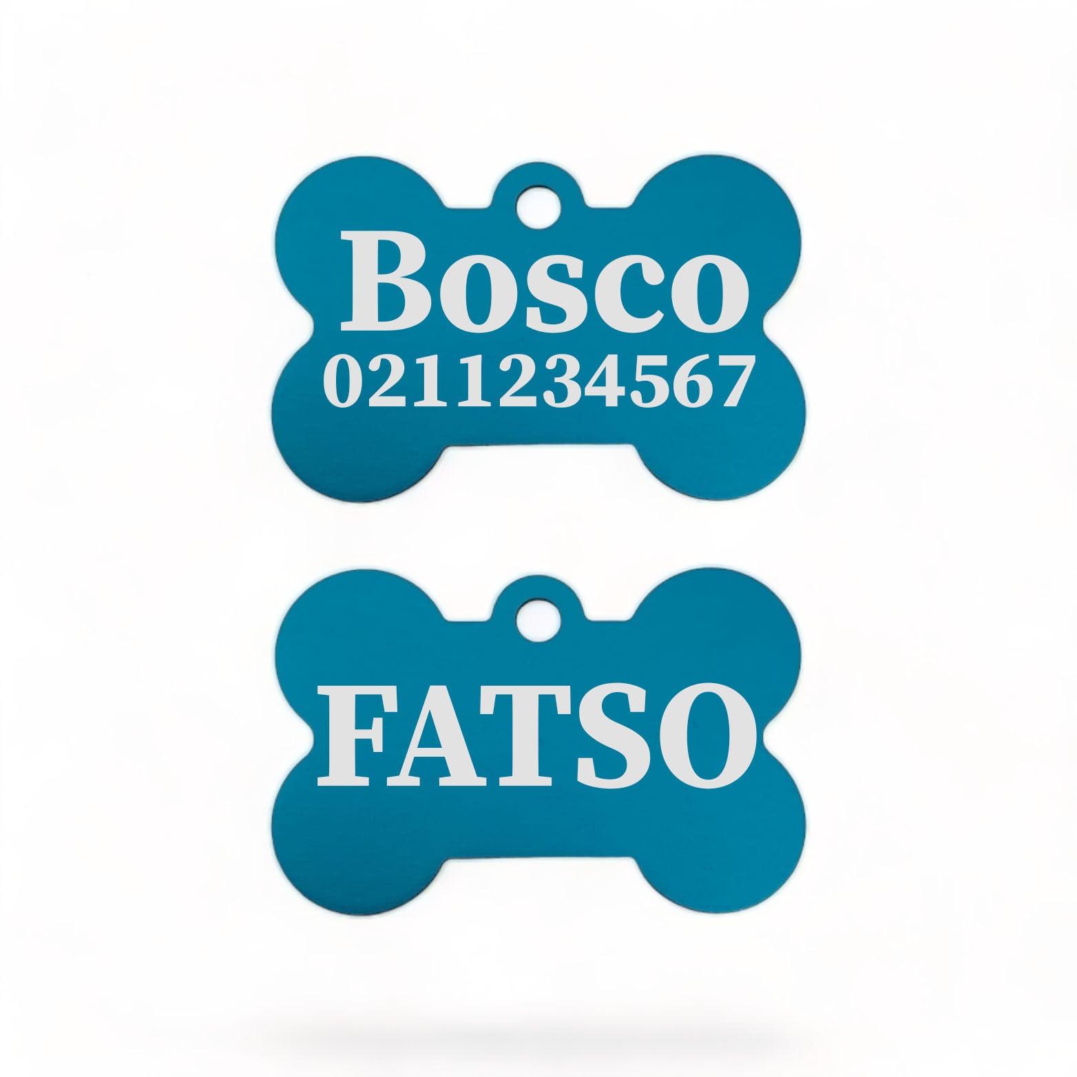 ⭐️Purr. Meow. Woof.⭐️ - FATSO | Bone Aluminium | Dog ID Pet Tag - DodgerBlue