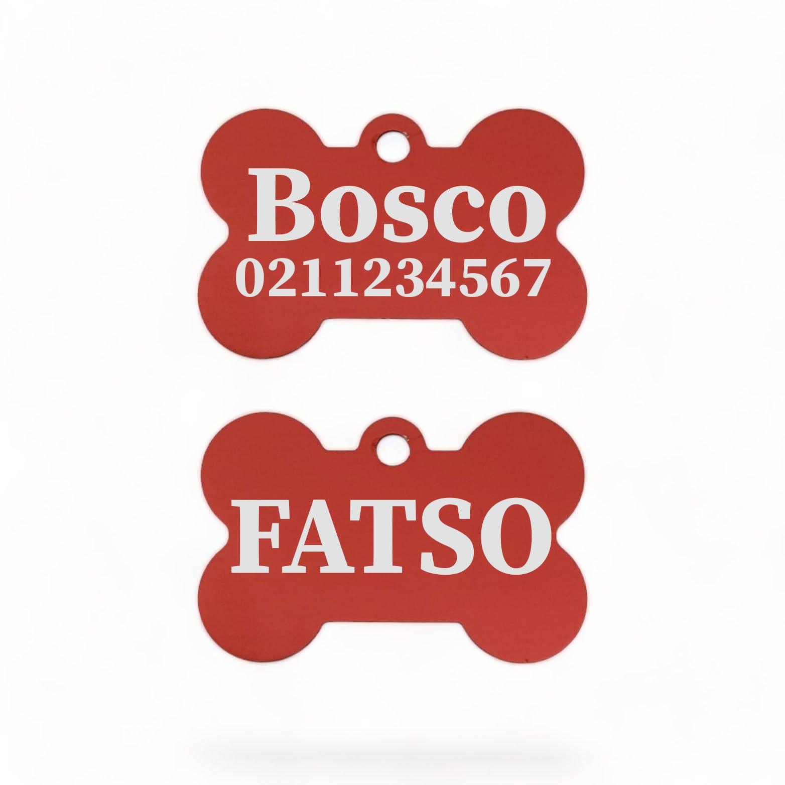 ⭐️Purr. Meow. Woof.⭐️ - FATSO | Bone Aluminium | Dog ID Pet Tag - FireBrick