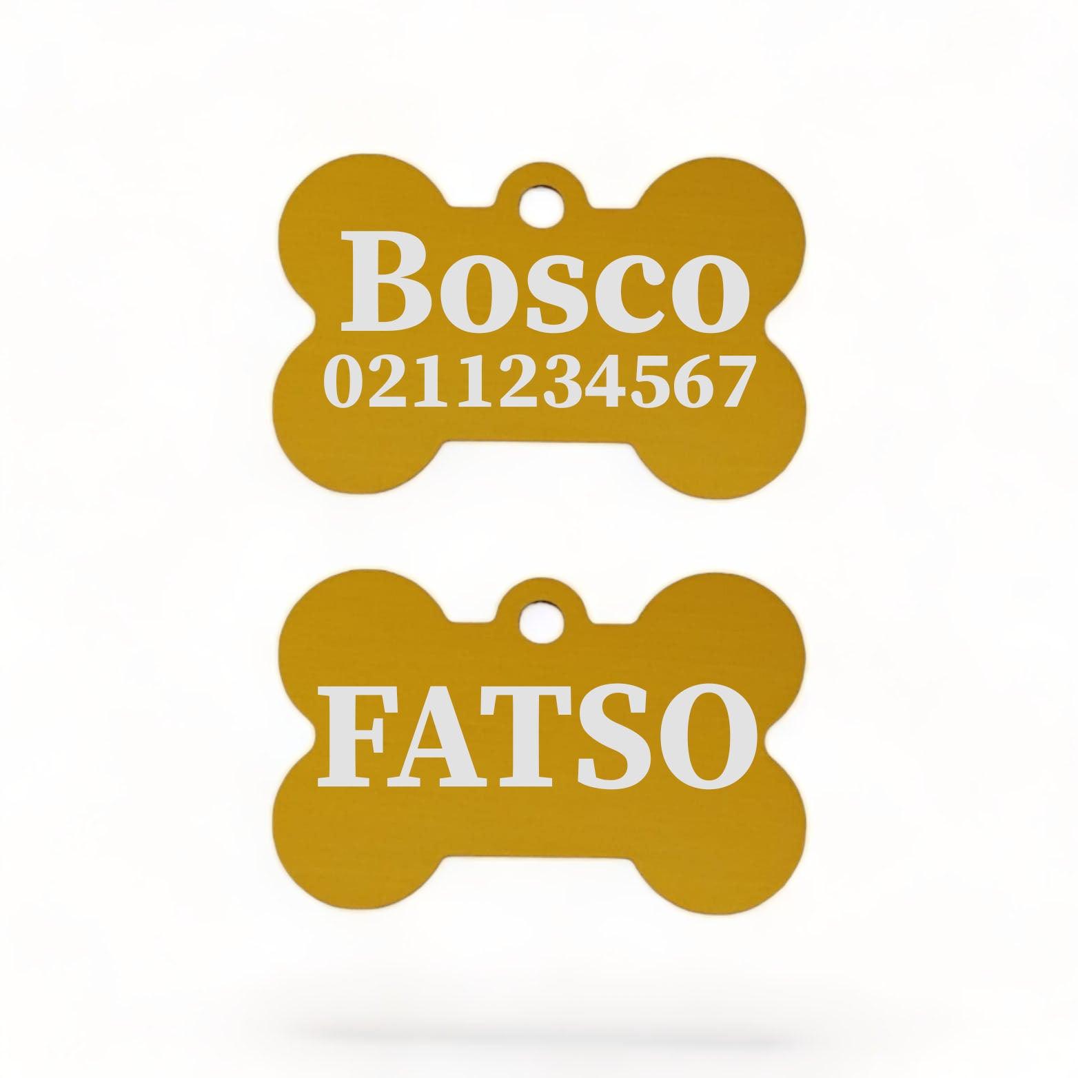 ⭐️Purr. Meow. Woof.⭐️ - FATSO | Bone Aluminium | Dog ID Pet Tag - Gold