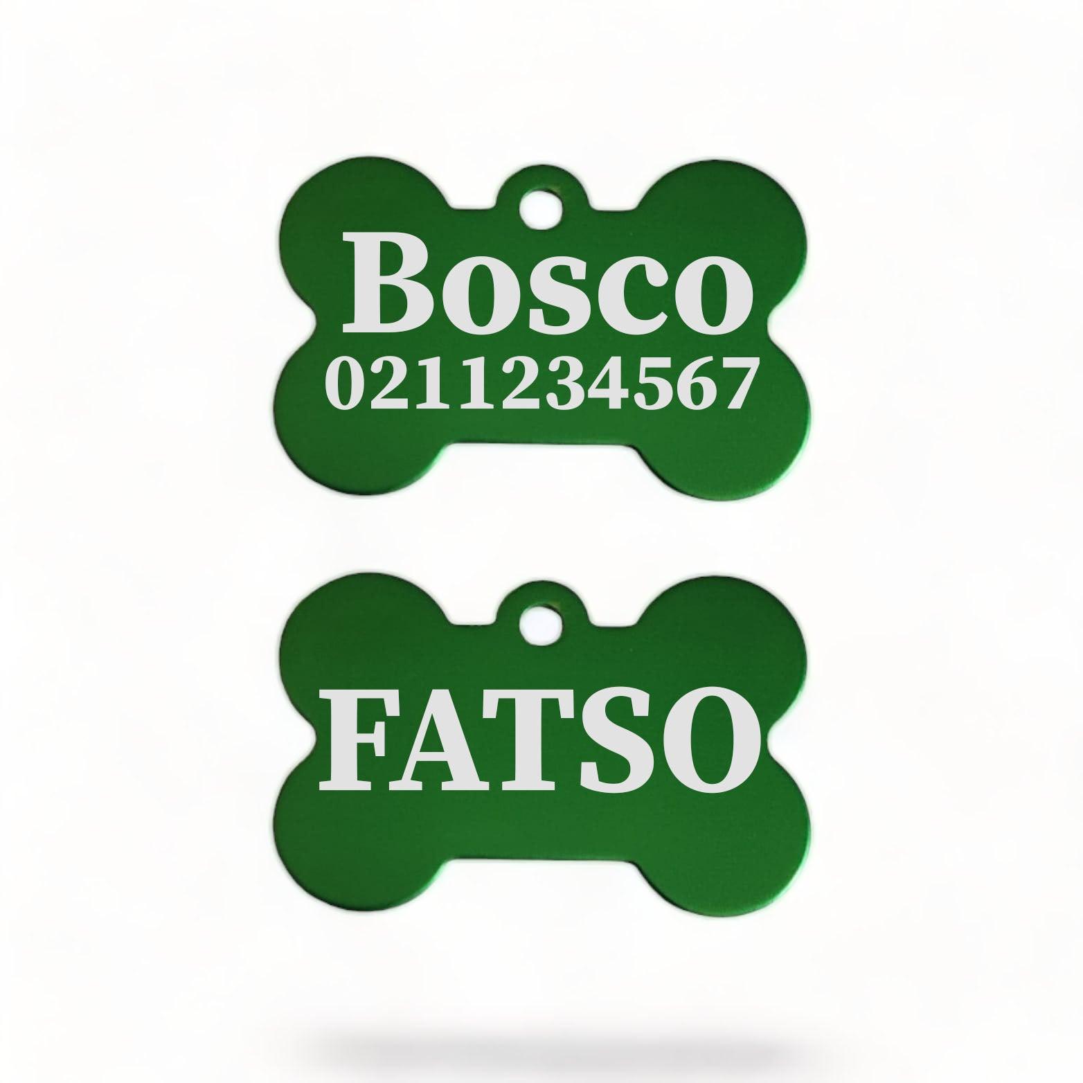 ⭐️Purr. Meow. Woof.⭐️ - FATSO | Bone Aluminium | Dog ID Pet Tag - MediumSpringGreen