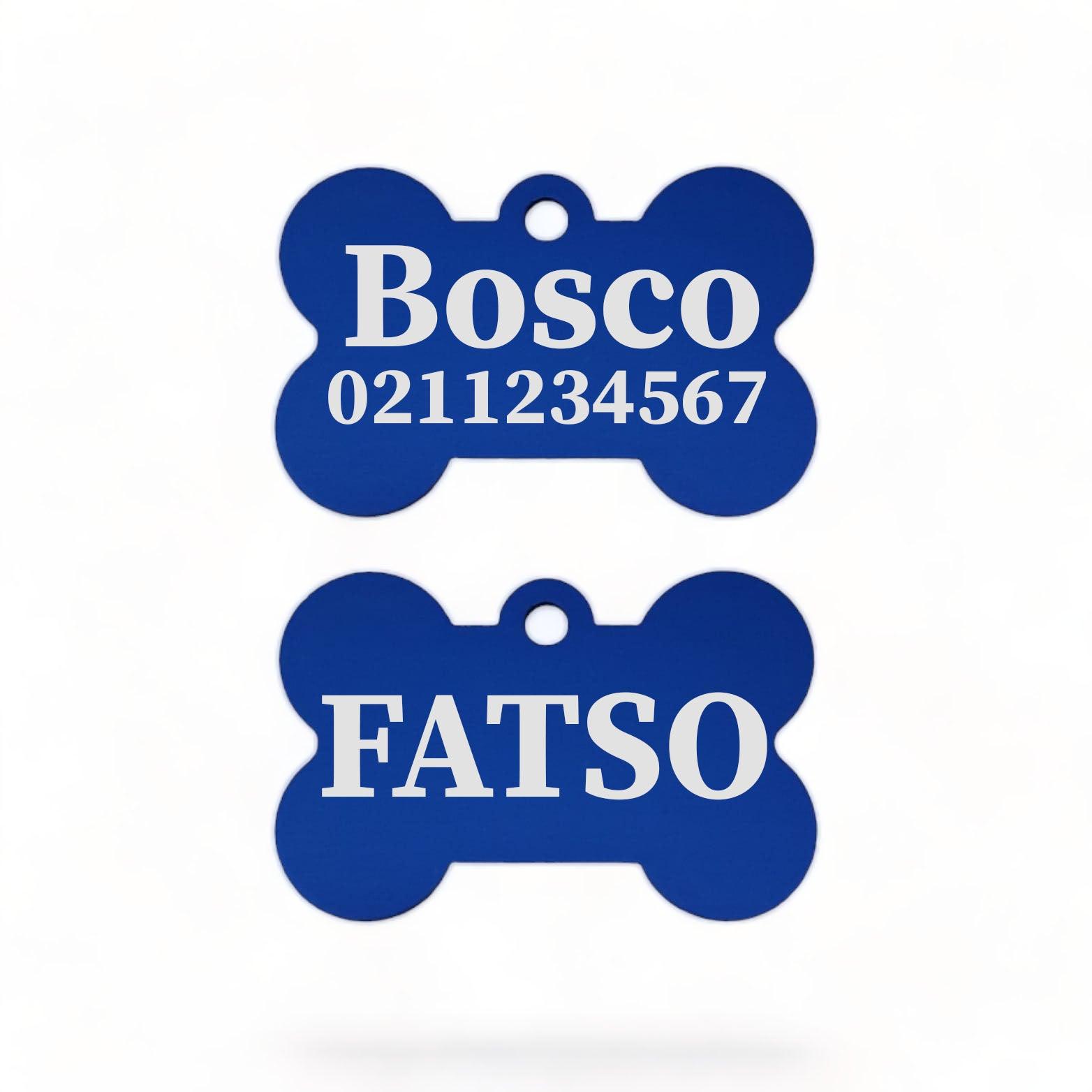 ⭐️Purr. Meow. Woof.⭐️ - FATSO | Bone Aluminium | Dog ID Pet Tag - RoyalBlue