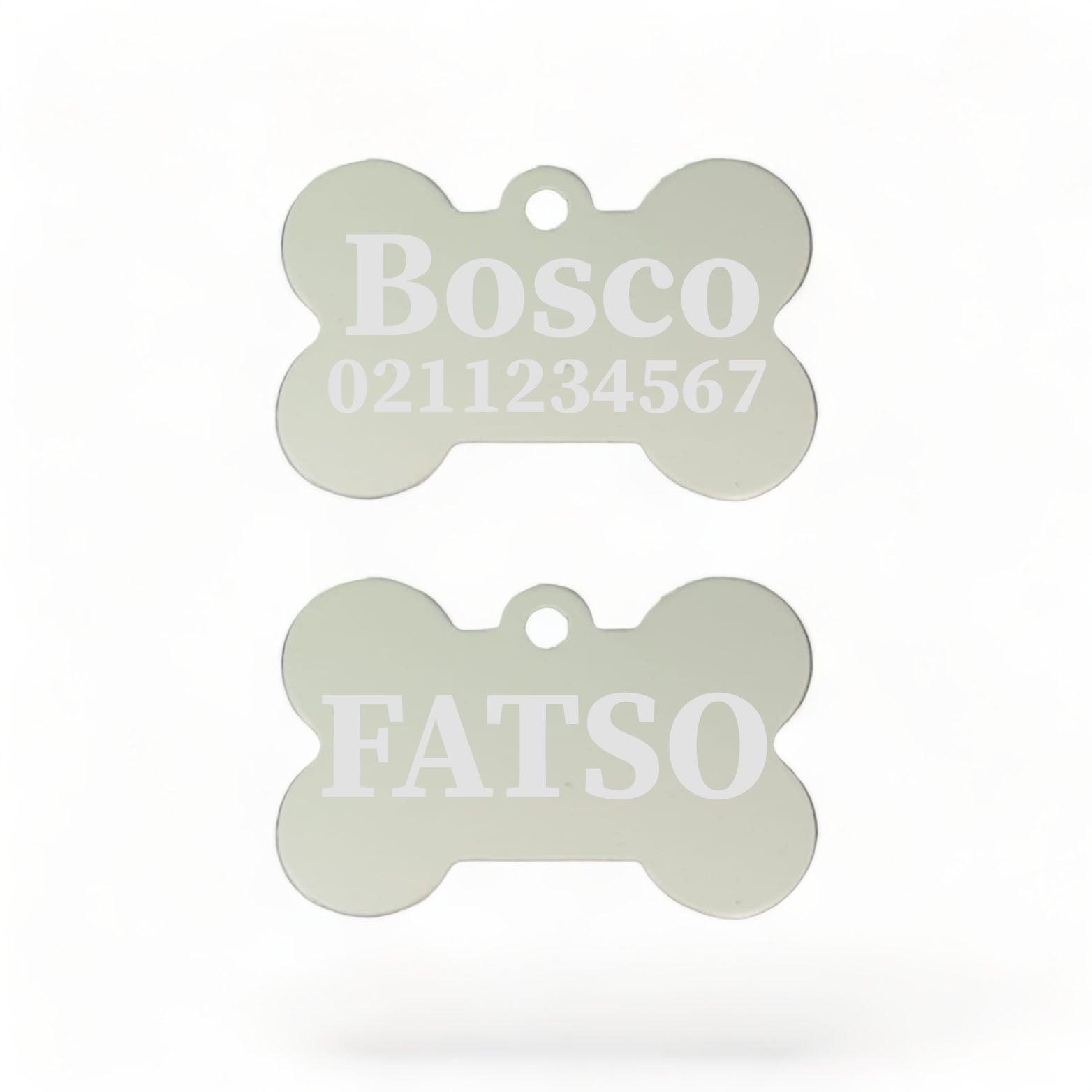 ⭐️Purr. Meow. Woof.⭐️ - FATSO | Bone Aluminium | Dog ID Pet Tag - Silver