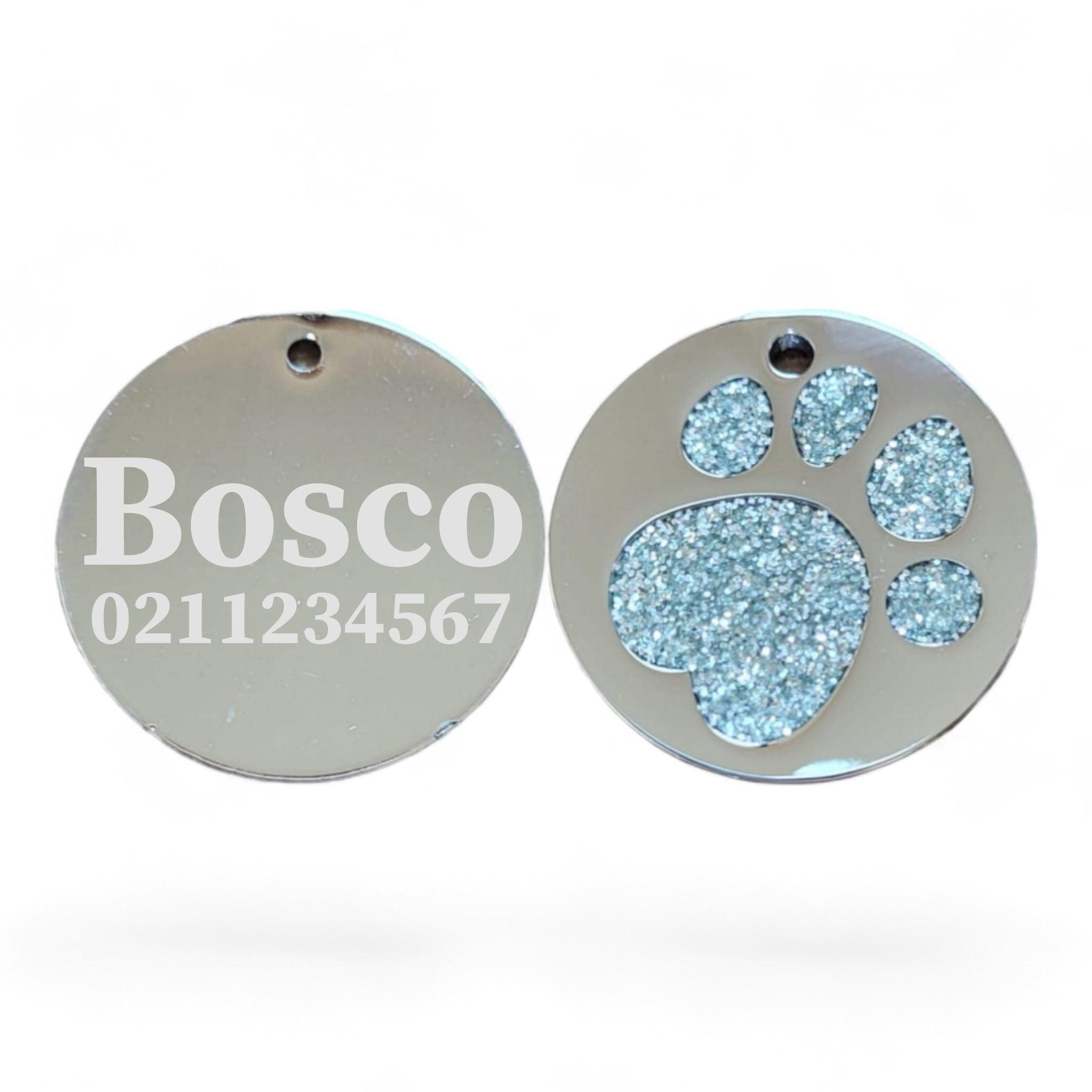 ⭐️Purr. Meow. Woof.⭐️ - Flat Round Paw Print Dog ID Pet Tag - White