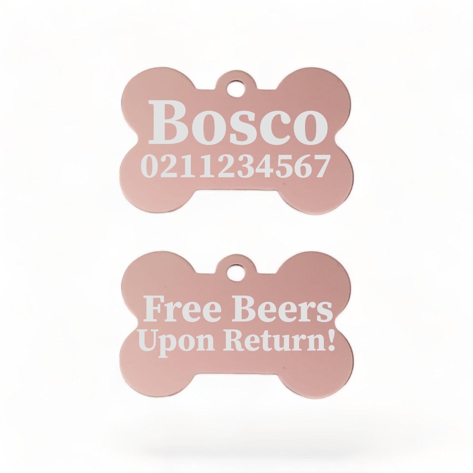 ⭐️Purr. Meow. Woof.⭐️ - Free Beers Upon Return | Bone Aluminium | Dog ID Pet Tag - LightPink