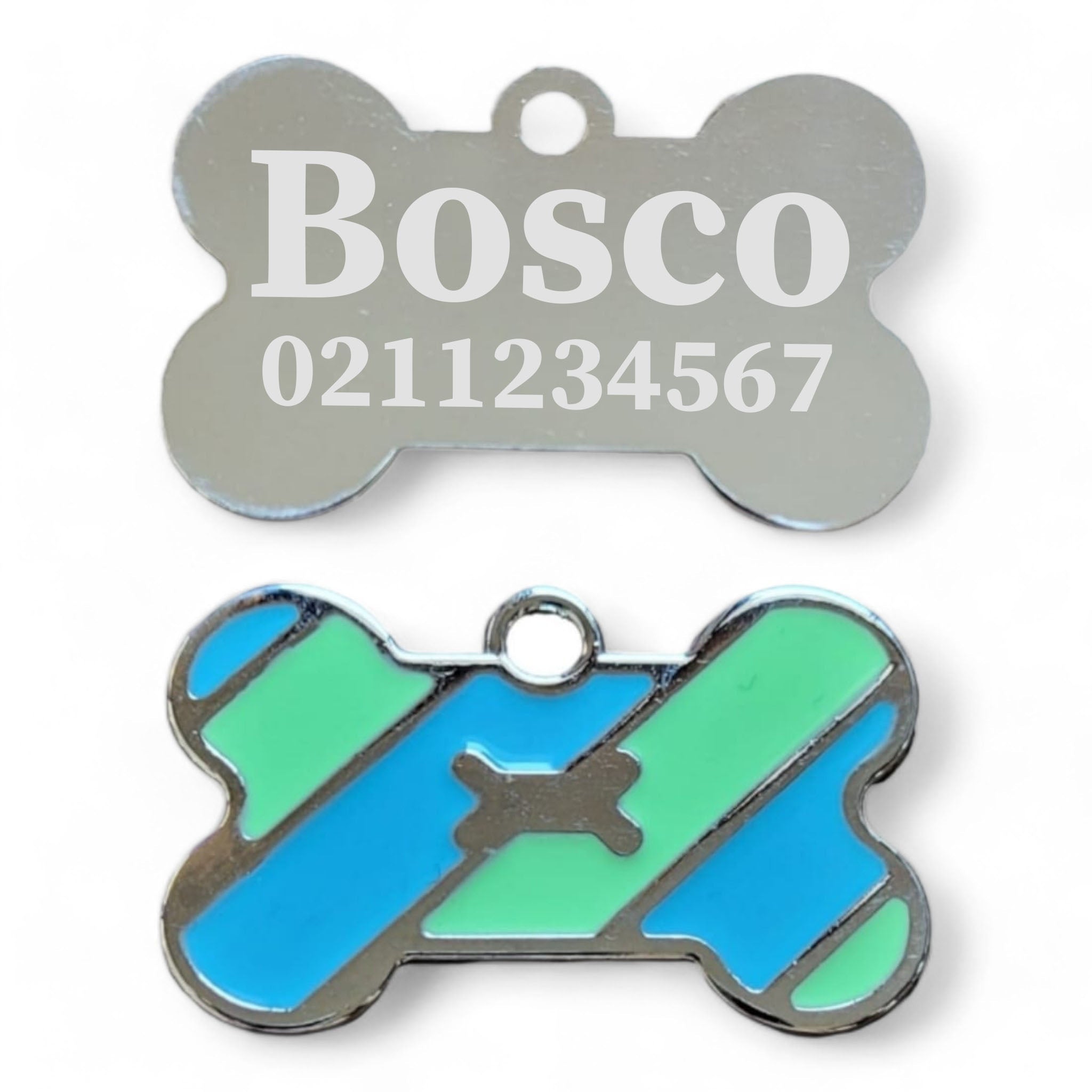 ⭐️Purr. Meow. Woof.⭐️ - Funky Bone Dog ID Pet Tag - DarkTurquoise