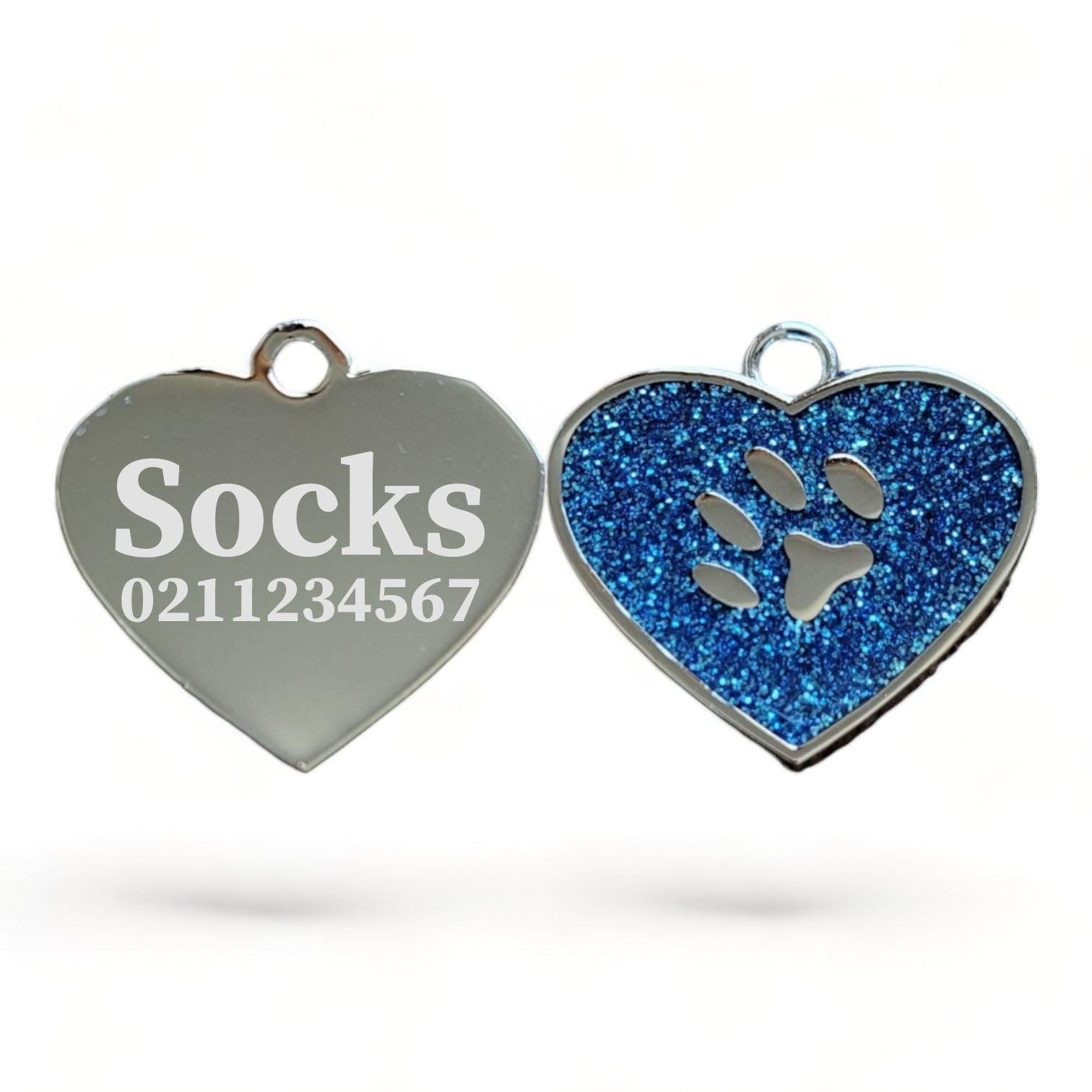 ⭐️Purr. Meow. Woof.⭐️ - Heart Paw Print Cat & Dog ID Pet Tag - DodgerBlue