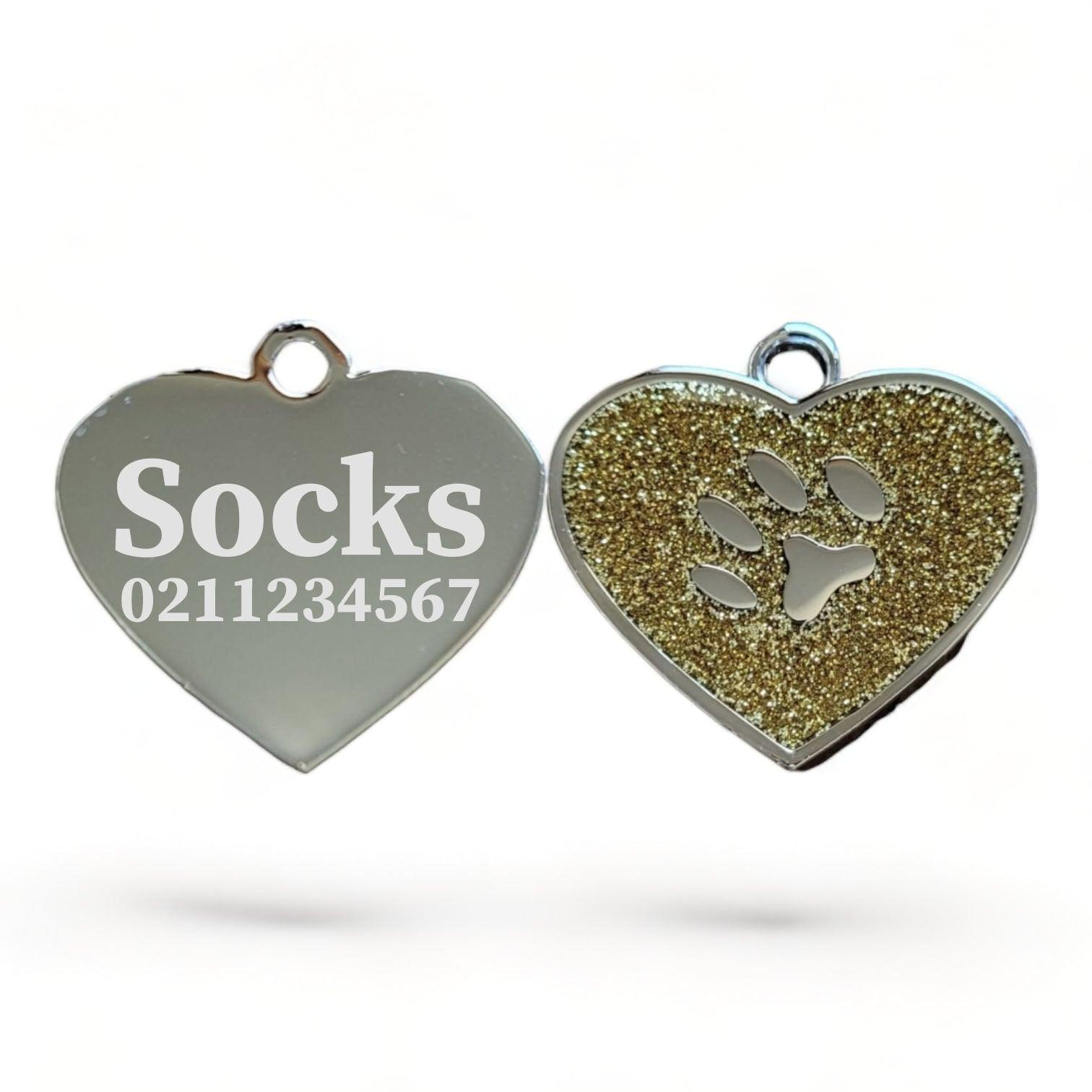 ⭐️Purr. Meow. Woof.⭐️ - Heart Paw Print Cat & Dog ID Pet Tag - Gold