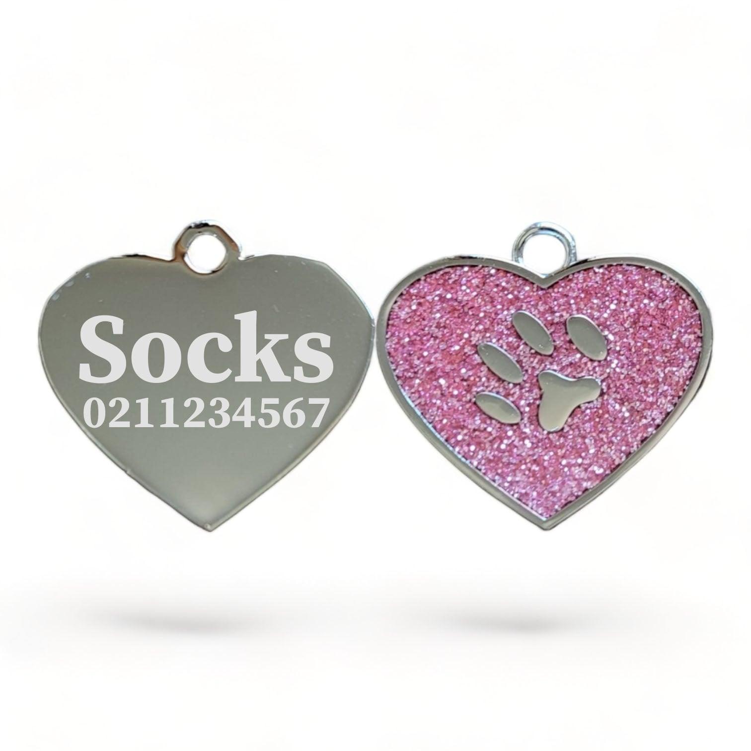 ⭐️Purr. Meow. Woof.⭐️ - Heart Paw Print Cat & Dog ID Pet Tag - LightPink