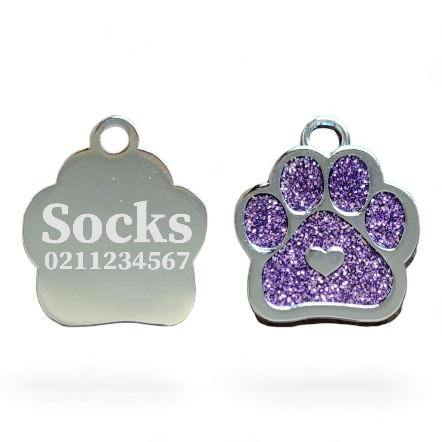⭐️Purr. Meow. Woof.⭐️ - Heart PP Cat ID Pet Tag - Purple