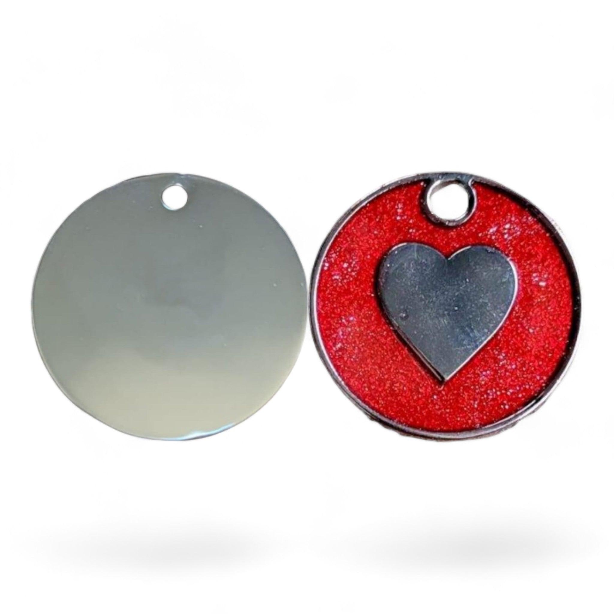⭐️Purr. Meow. Woof.⭐️ - Heart Round Cat & Dog ID Pet Tag - FireBrick
